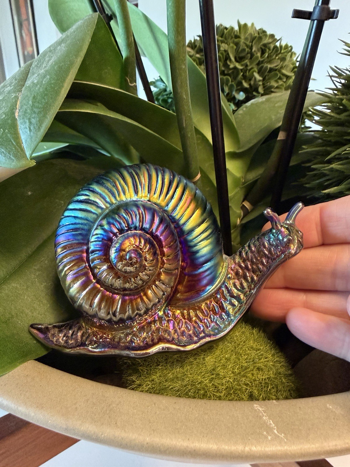 Vintage Fenton Glass Favrene Snail Figurine Iridescent Cobalt Carnival Glass Vintage Fenton Glass Favrene Snail Figurine Iridescent Cobalt Carnival Glass