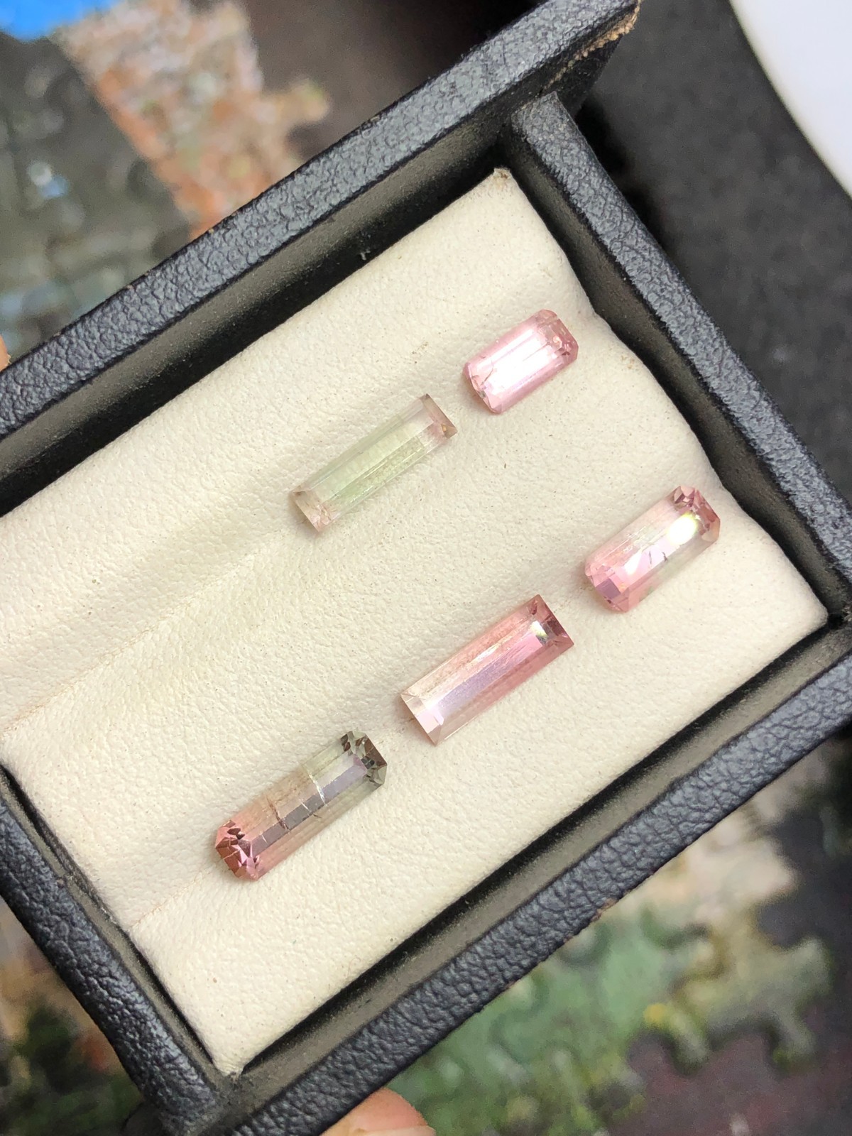 Stunning 5-Piece 4.45ct  Bi-Color Tourmaline Faceted Lot – Pastel Shades