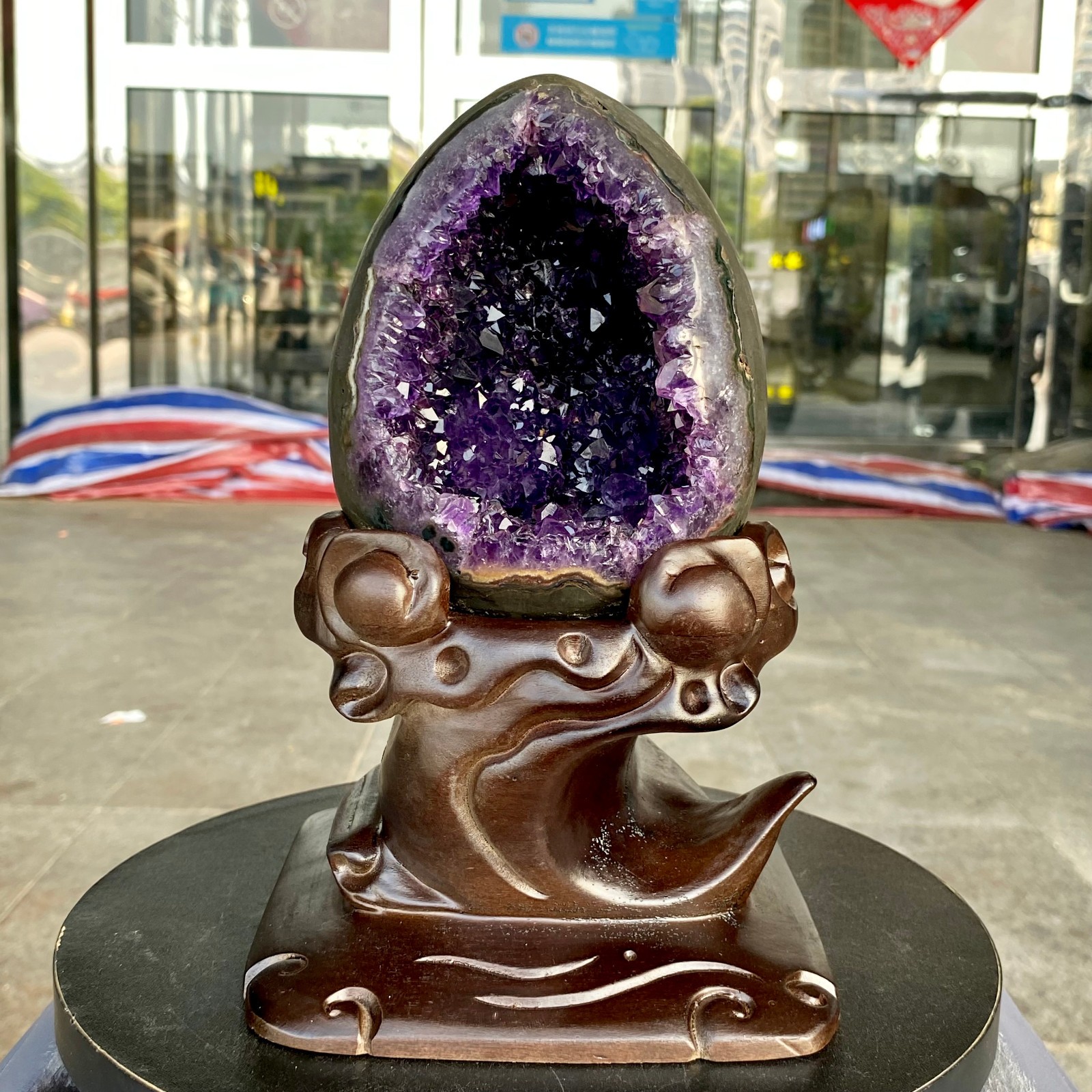 5.59LB Natural amethyst Dinosaur egg Quartz Crystal specimen healing