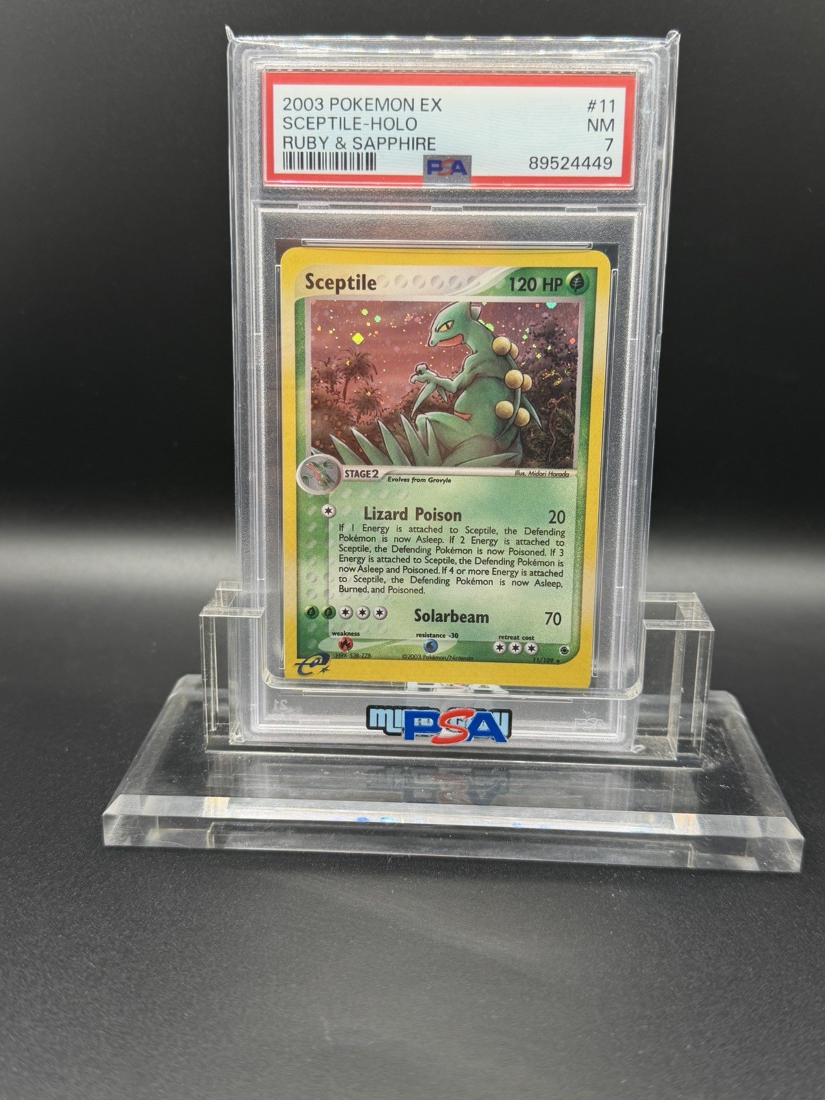 2003 POKEMON EX RUBY & SAPPHIRE #11 SCEPTILE-HOLO PSA 7 - SWIRL New Cert
