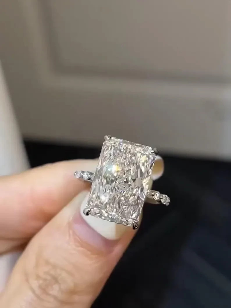 5.75 CT Radiant-Cut VS Lab Grown Diamond Solitaire Wedding Ring 14K White Gold