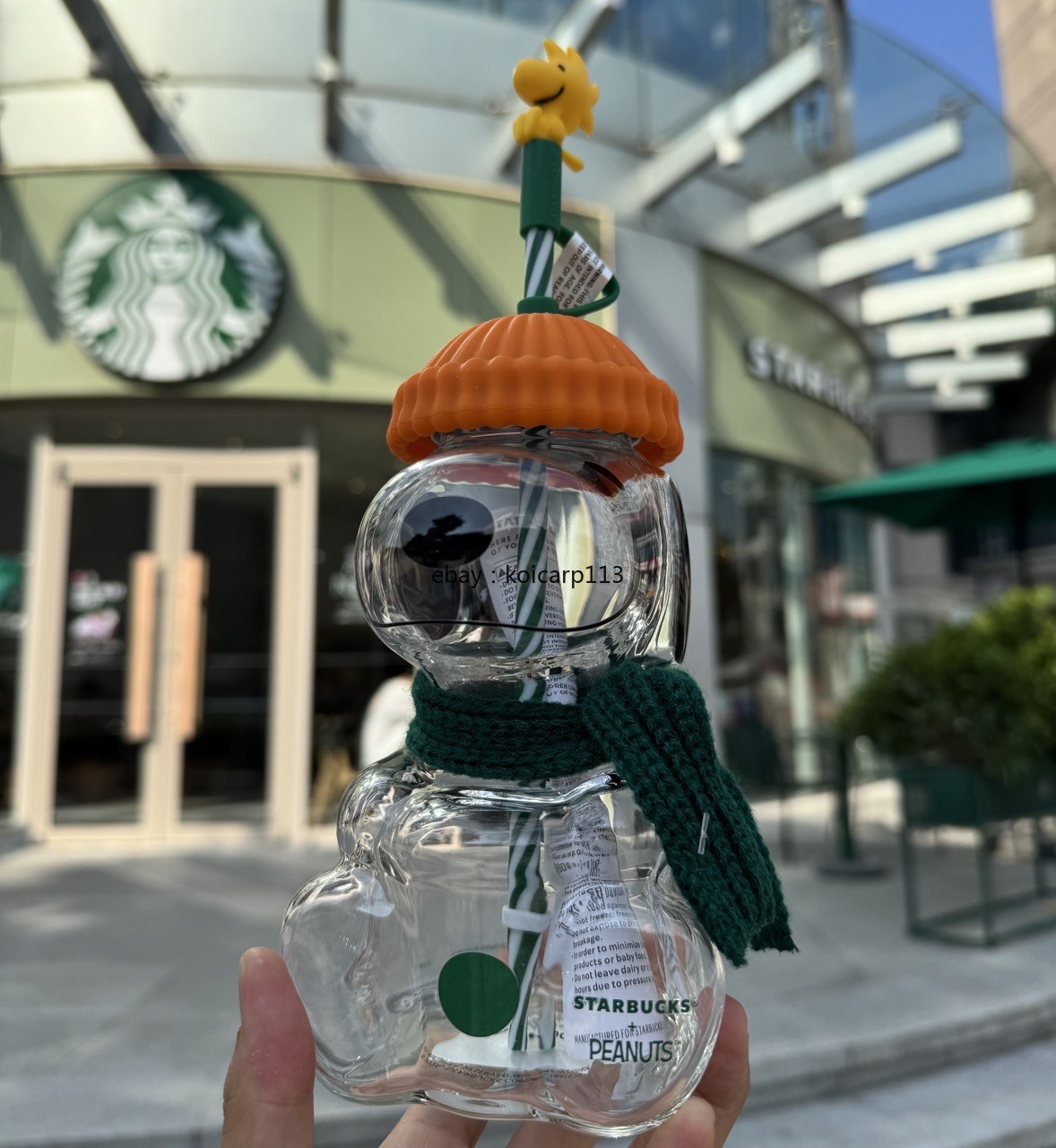 2026 NEW Starbucks X Peanuts Snoopy Shaped Glass Bottle Cup Limited IN HAND Gift