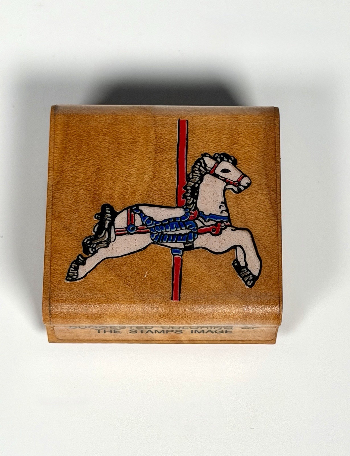 Vintage 1987 Comotion Rubber Stamp #306 Carousel Horse Wood Mounted Vintage 1987 Comotion Rubber Stamp #306 Carousel Horse Wood Mounted