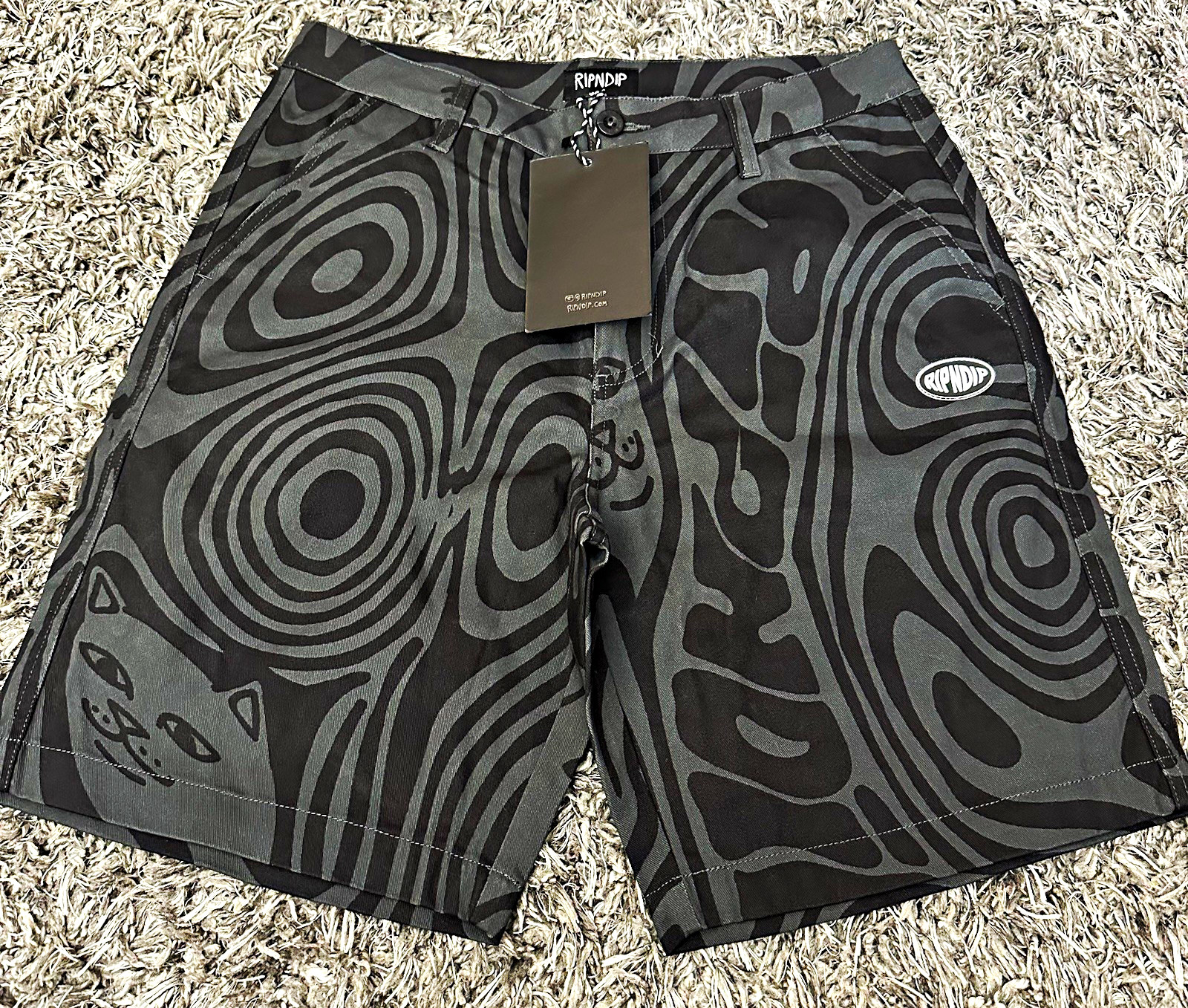 RIPNDIP Men\'s Hypnotic Cotton Twill Shorts Cat Logo 10\