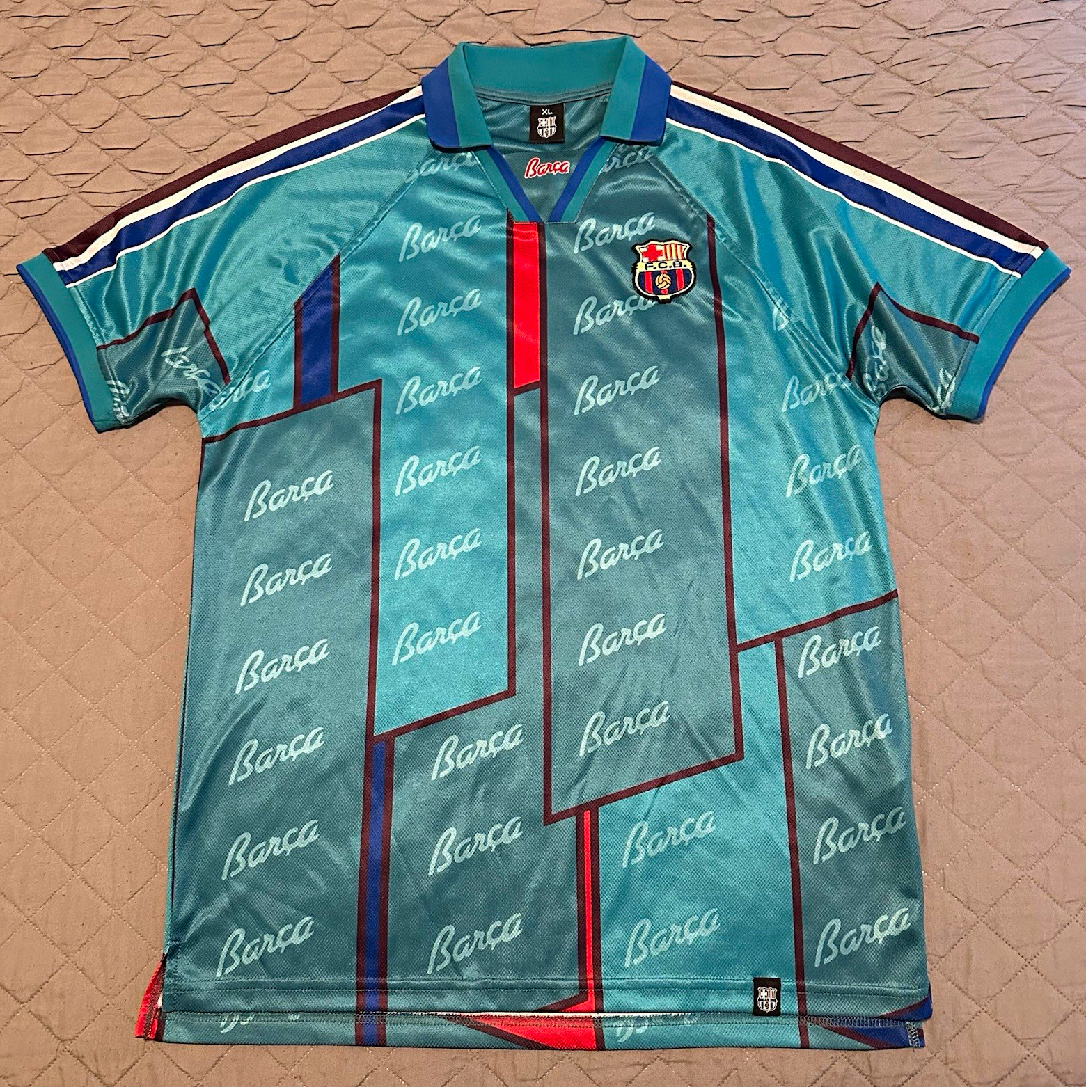 FC Barcelona Barca FCB Retro Replica 1995-1997 Jersey Shirt Blue Red Size XL