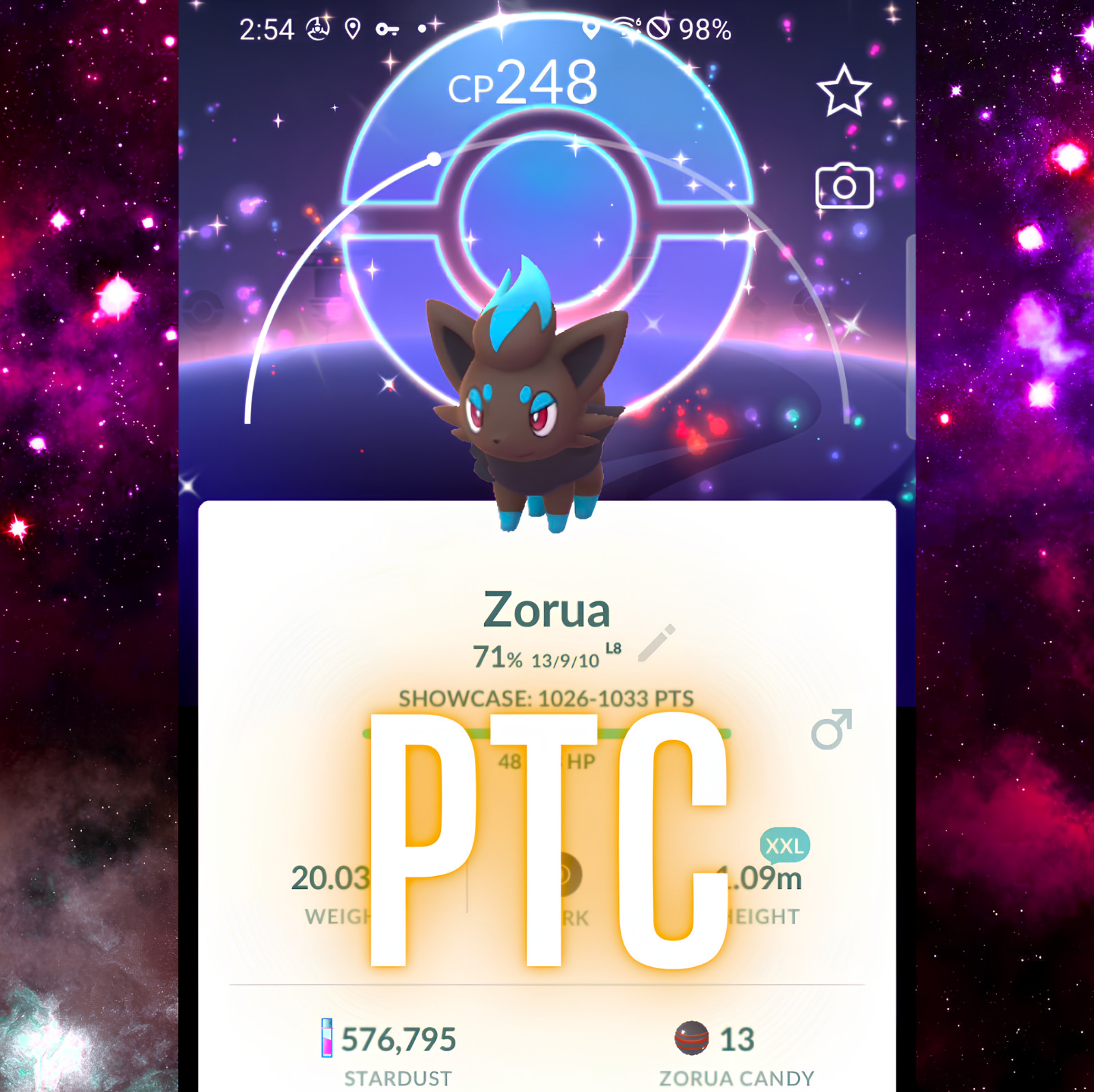 Pokémon Shiny Zorua Special BG XXL | mini PTC | Go ✨
