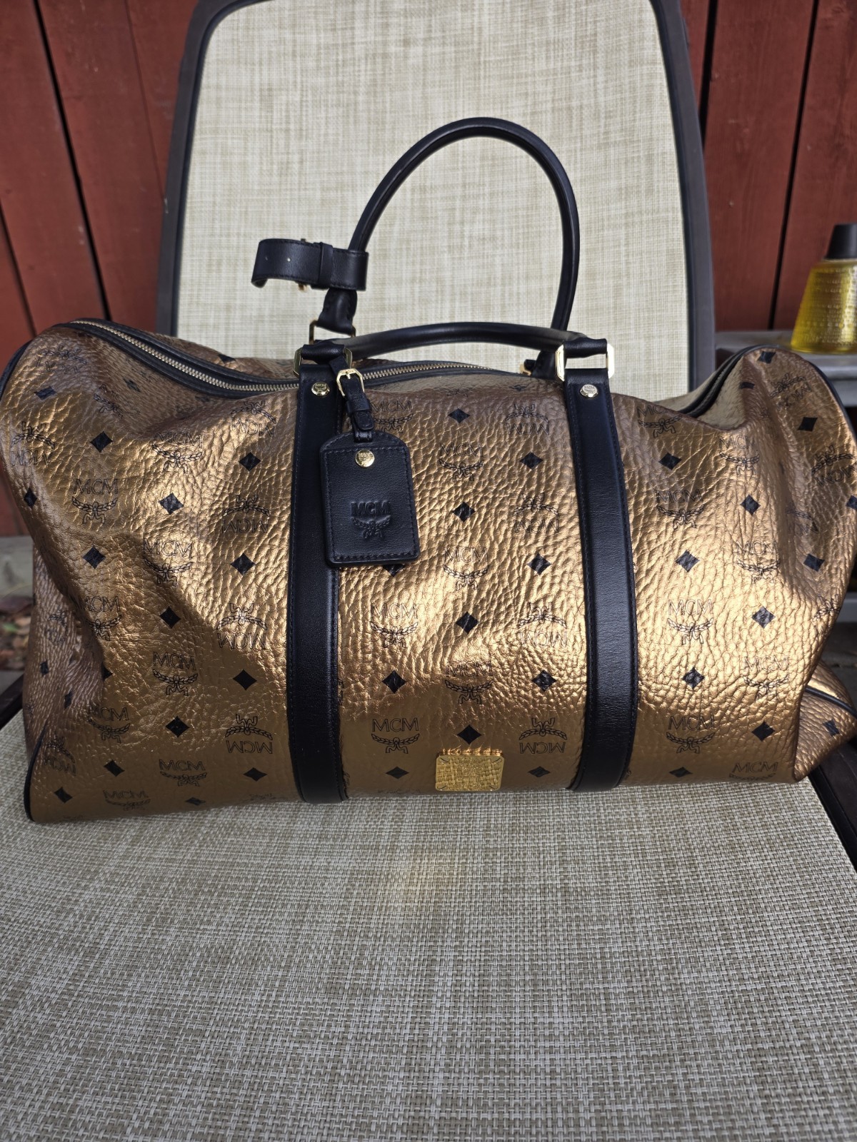 MCM Metallic Visetos Traveler Weekender Duffle Bag Mint Condition MCM Metallic Visetos Traveler Weekender Duffle Bag Mint Condition