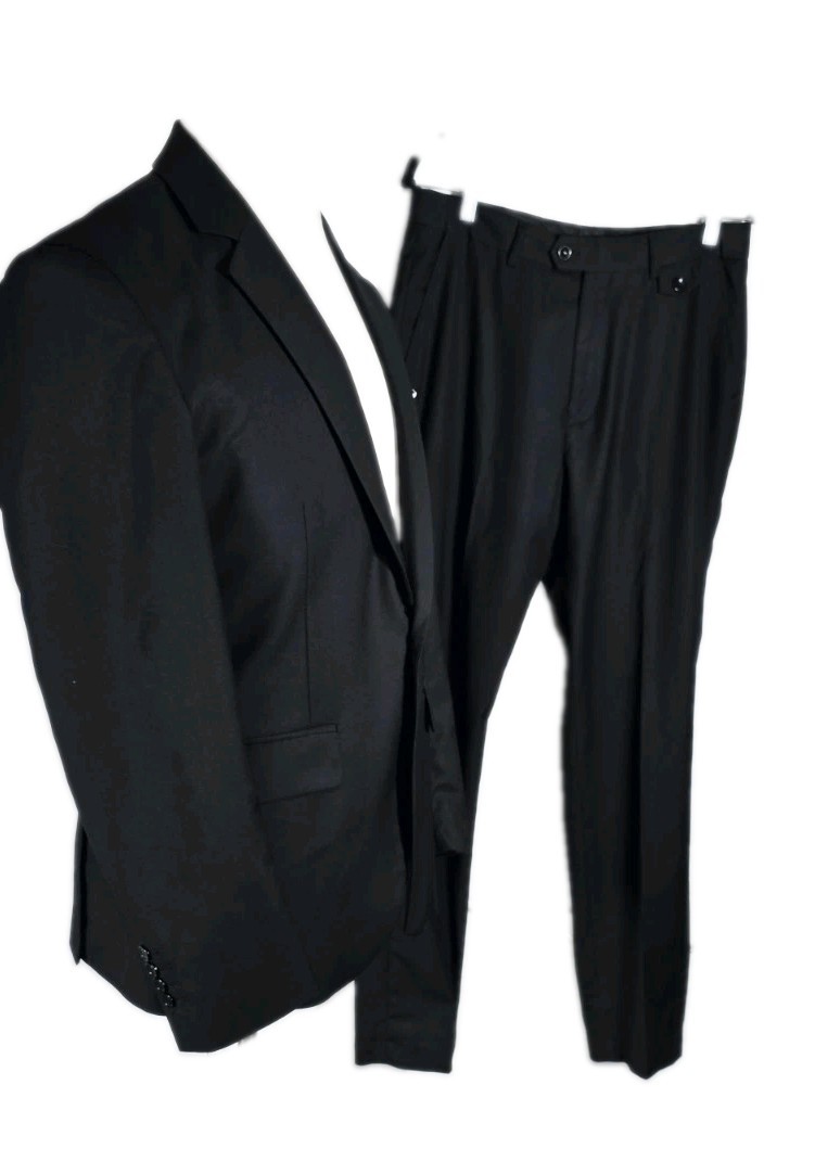 Unbranded Mens 38L Black Poly Viscos Lt.Weight Suit S21