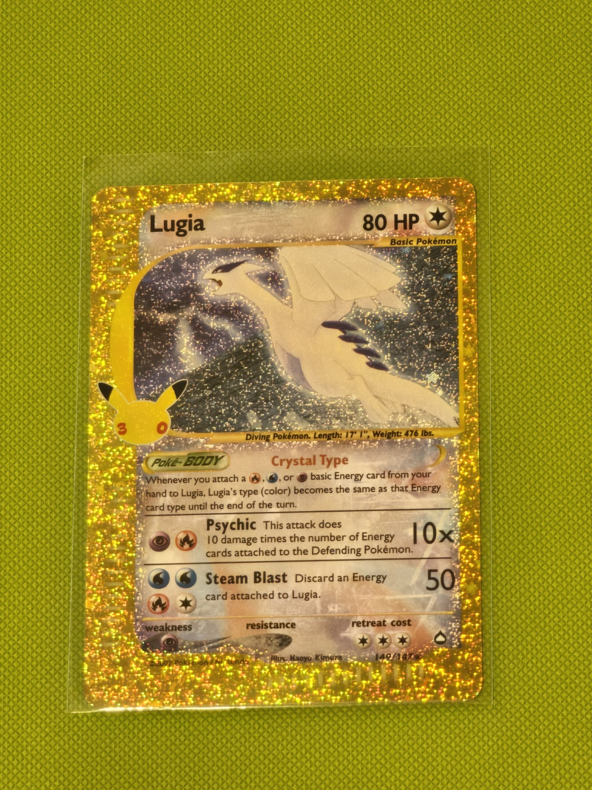 Pokémon TCG : Lugia Crystal Type 149/147 Gold Holo  – 30th Anniversary