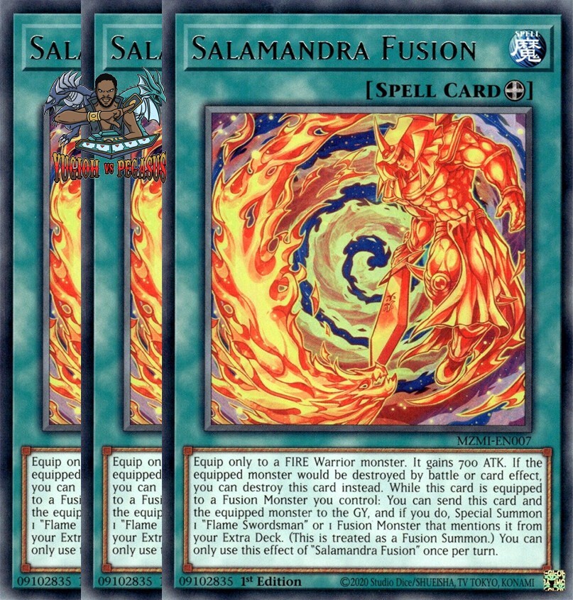 Yugioh 3x Salamandra Fusion MZMI-EN007 Rare 1st Ed NM Yugioh 3x Salamandra Fusion MZMI-EN007 Rare 1st Ed NM