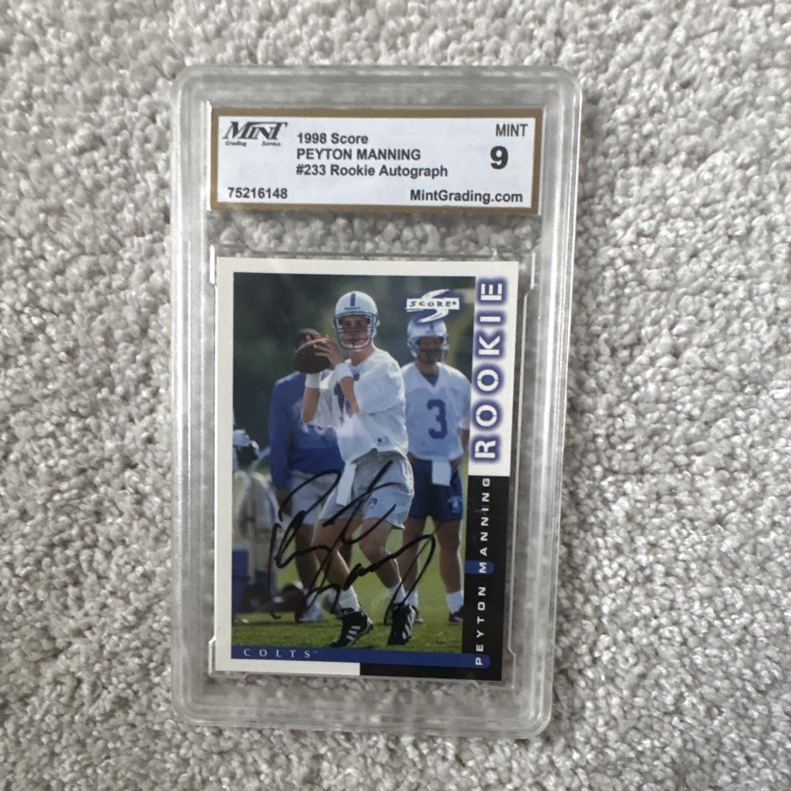 1998 Score Peyton Manning #233 Rookie Autograph (RC) Colts Mint 9 Graded 1998 Score Peyton Manning #233 Rookie Autograph (RC) Colts Mint 9 Graded