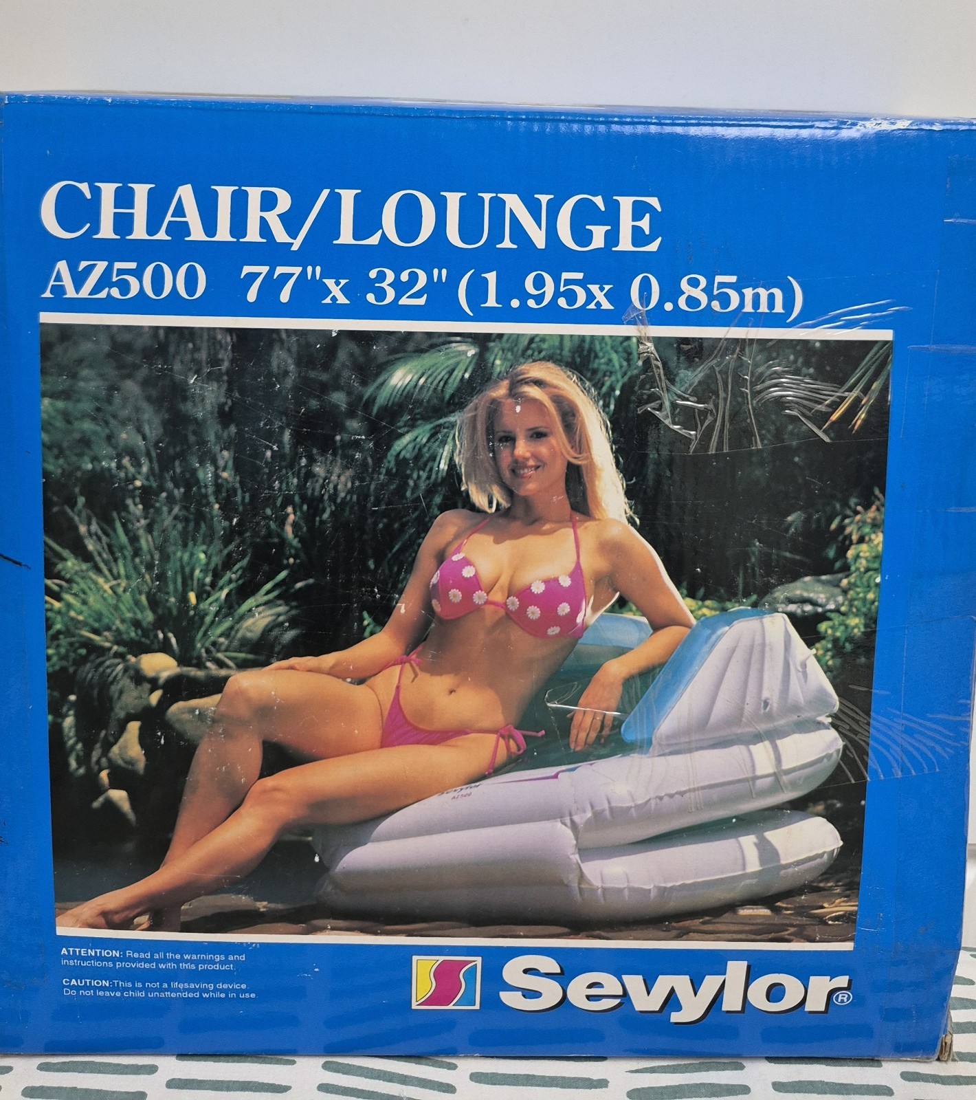 Vintage SEVYLOR POOL CHAIR LOUNGE  Inflatable PVC Heavy Duty 77\