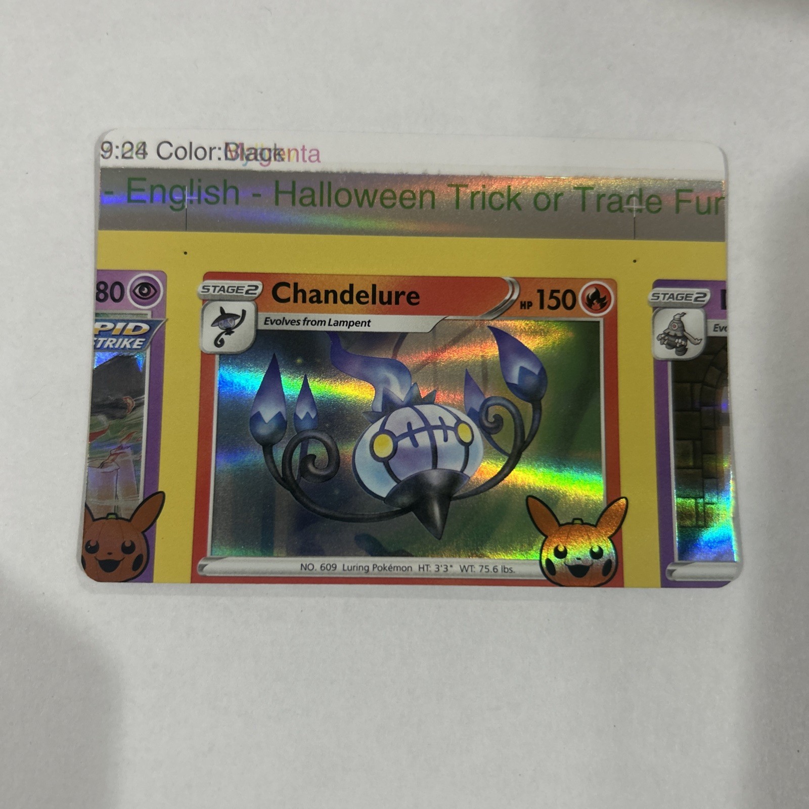Pokemon Error Chandelure Holo Trick Or Trade Set NFC (non Factory Cut) - K188