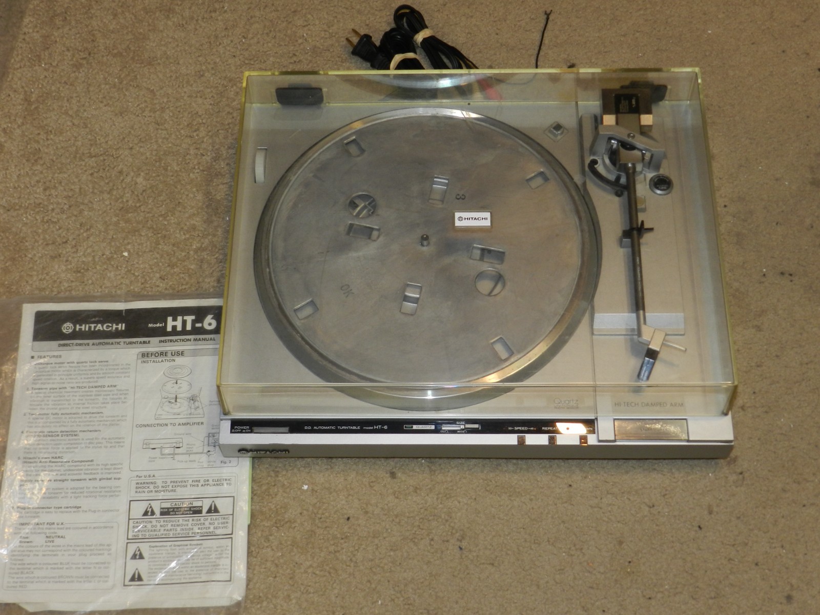 Hitachi HT-6 Direct Drive Automatic Turntable W/ Audio-Technica AT85EP CARTRIDGE
