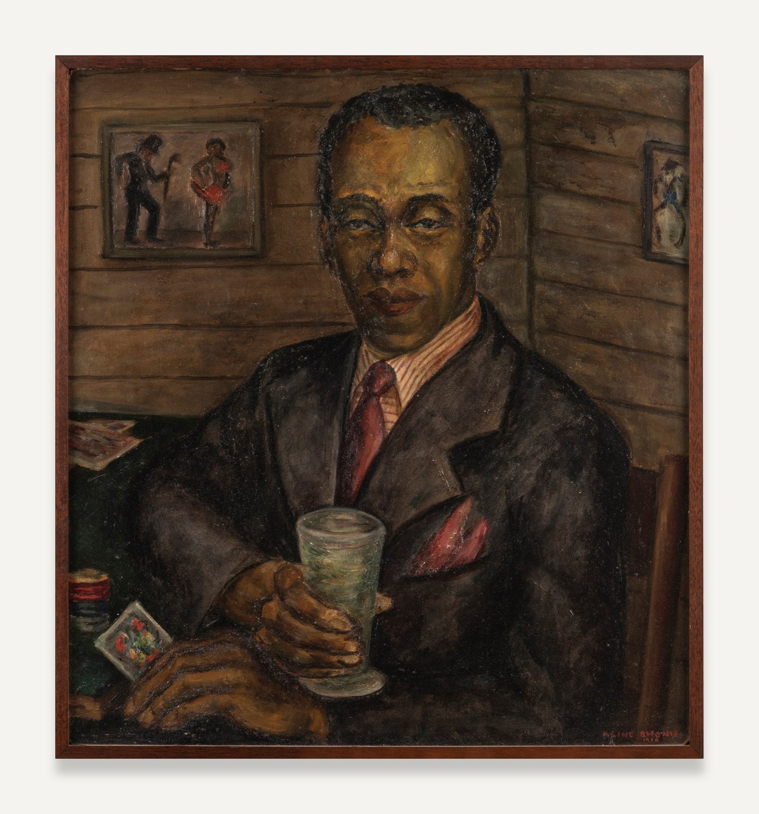 Painting African American Gambler in Reno NV by WPA Artist Aline Rhonie 1930
