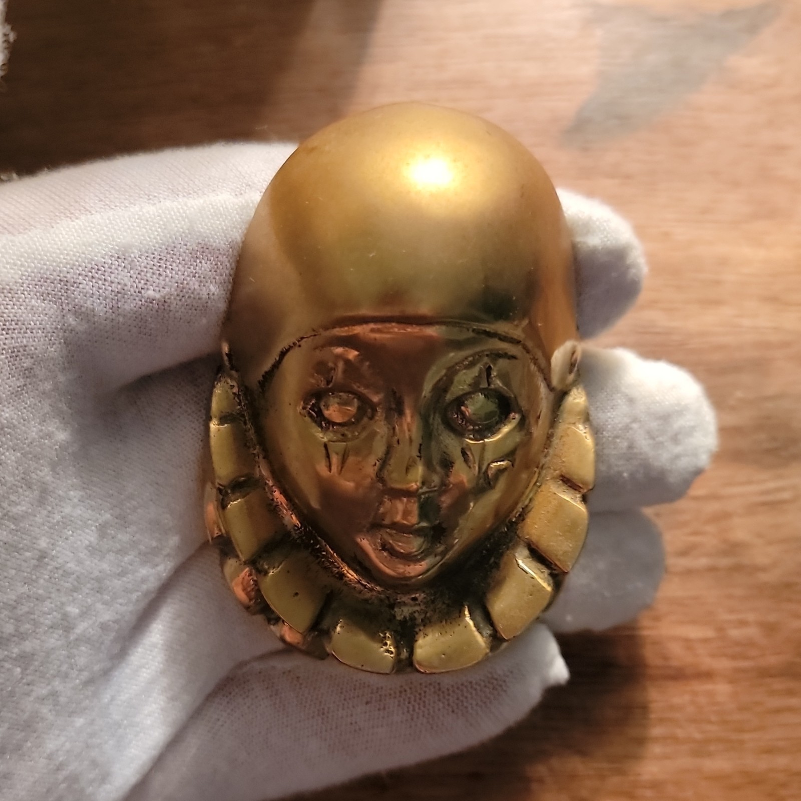 Vintage Solid Brass Harlequin Pierrot Clown Mask Mini Wall Hanging 3 Vintage Solid Brass Harlequin Pierrot Clown Mask Mini Wall Hanging 3