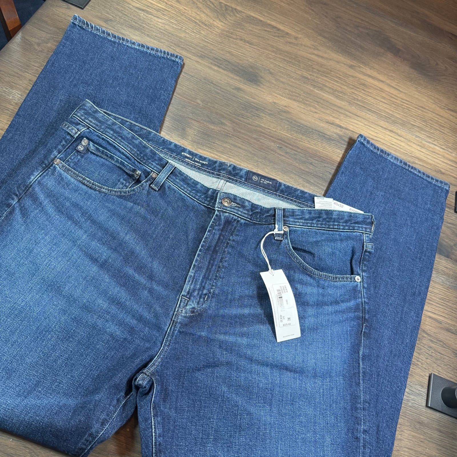 AG Adriano Goldschmied Everett Slim Straight Jeans Men 40x32 Dark Wash NWT
