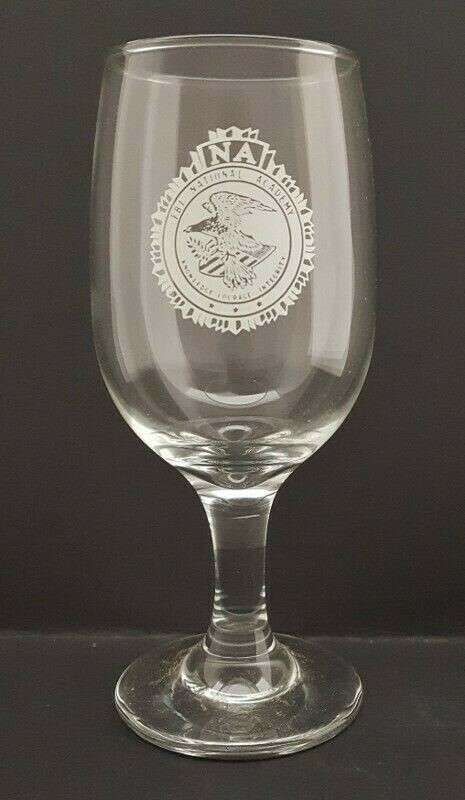  VINTAGE FBI NATIONAL ACADEMY (NA) WHITE EMBLEM CLASSIC STEMMED WINE GLASS F36