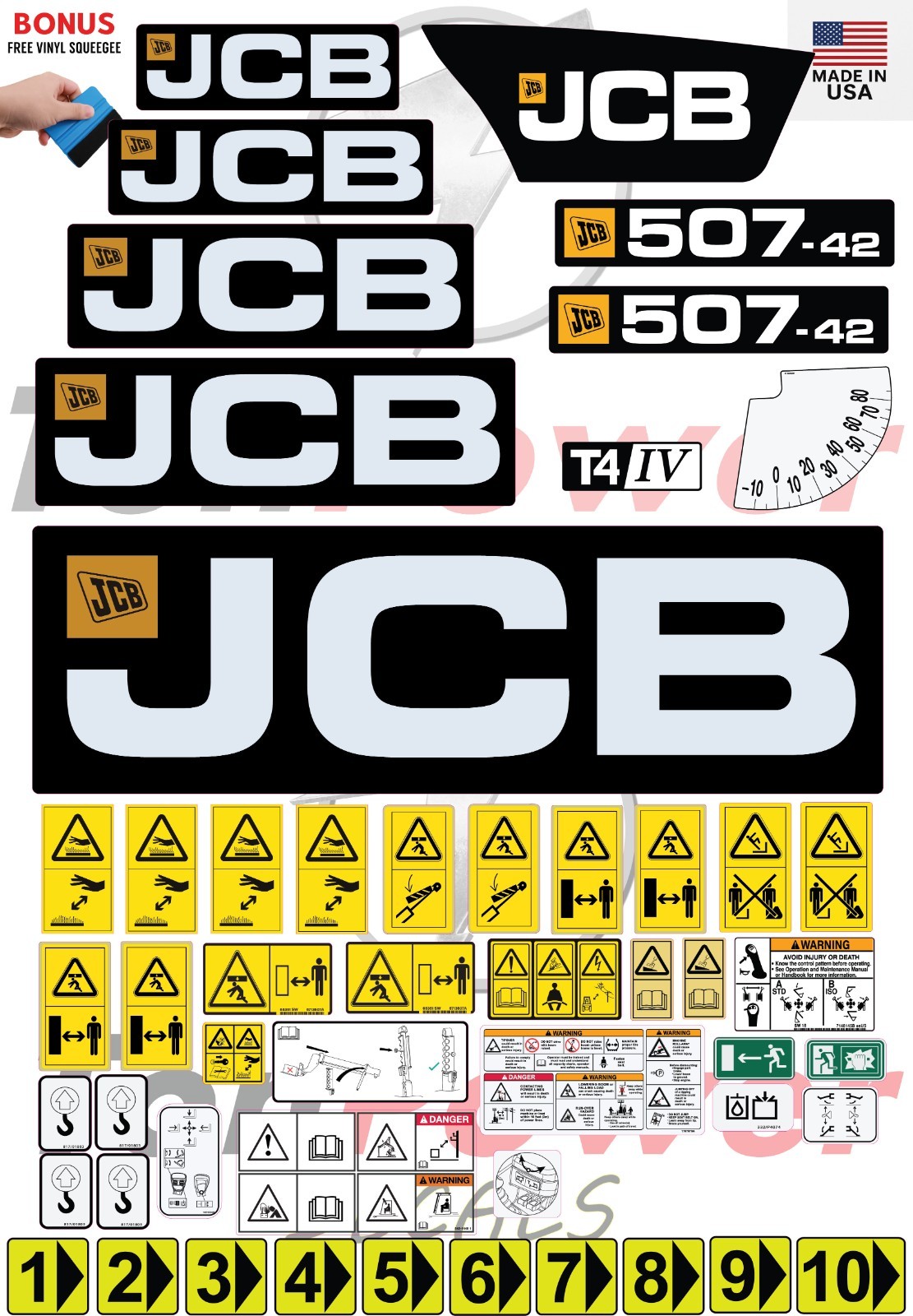 Fits JCB 507-42 (TIER 4) Decal Kit-Telescopic forklift 3M VINYL/FREE SHIPPING Fits JCB 507-42 (TIER 4) Decal Kit-Telescopic forklift 3M VINYL/FREE SHIPPING