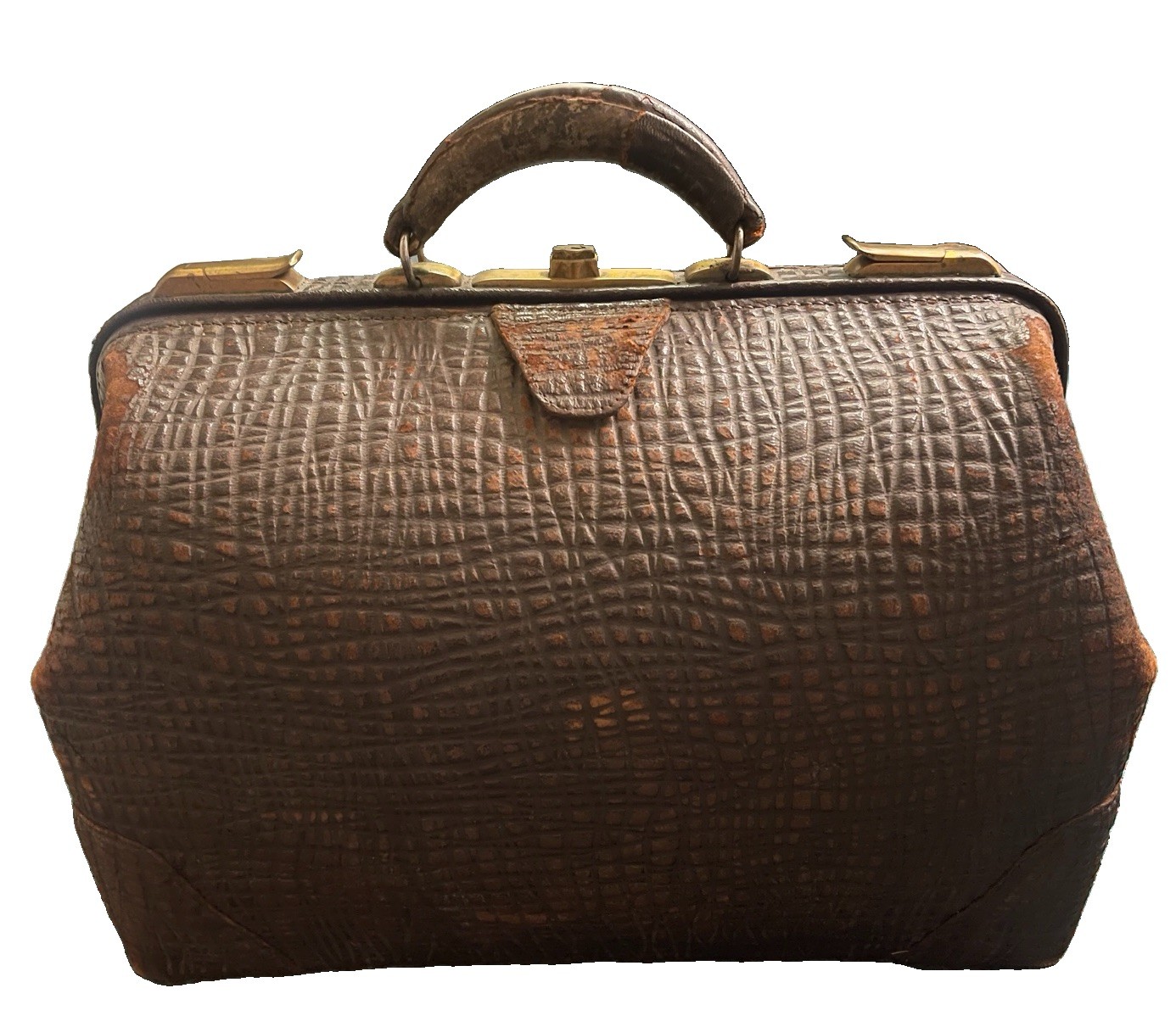 19” ANTIQUE PRIMITIVE WALRUS HIDE MEDICAL DOCTORS INSTRUMENT  TRAVEL BAG AAFA ++