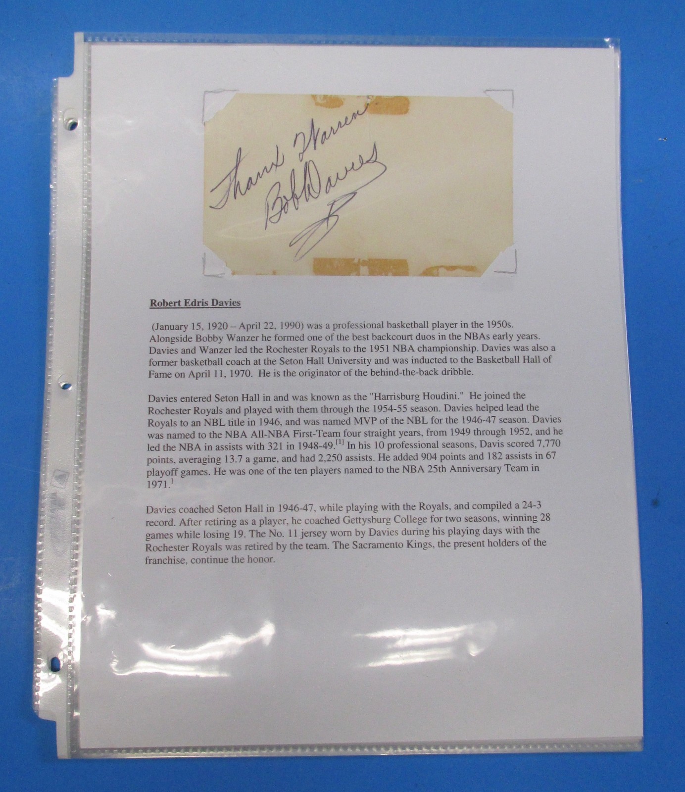 RARE Vintage 1 of 1 Basketball 10 Autograph Collection owned by HOF Warren Cote RARE Vintage 1 of 1 Basketball 10 Autograph Collection owned by HOF Warren Cote