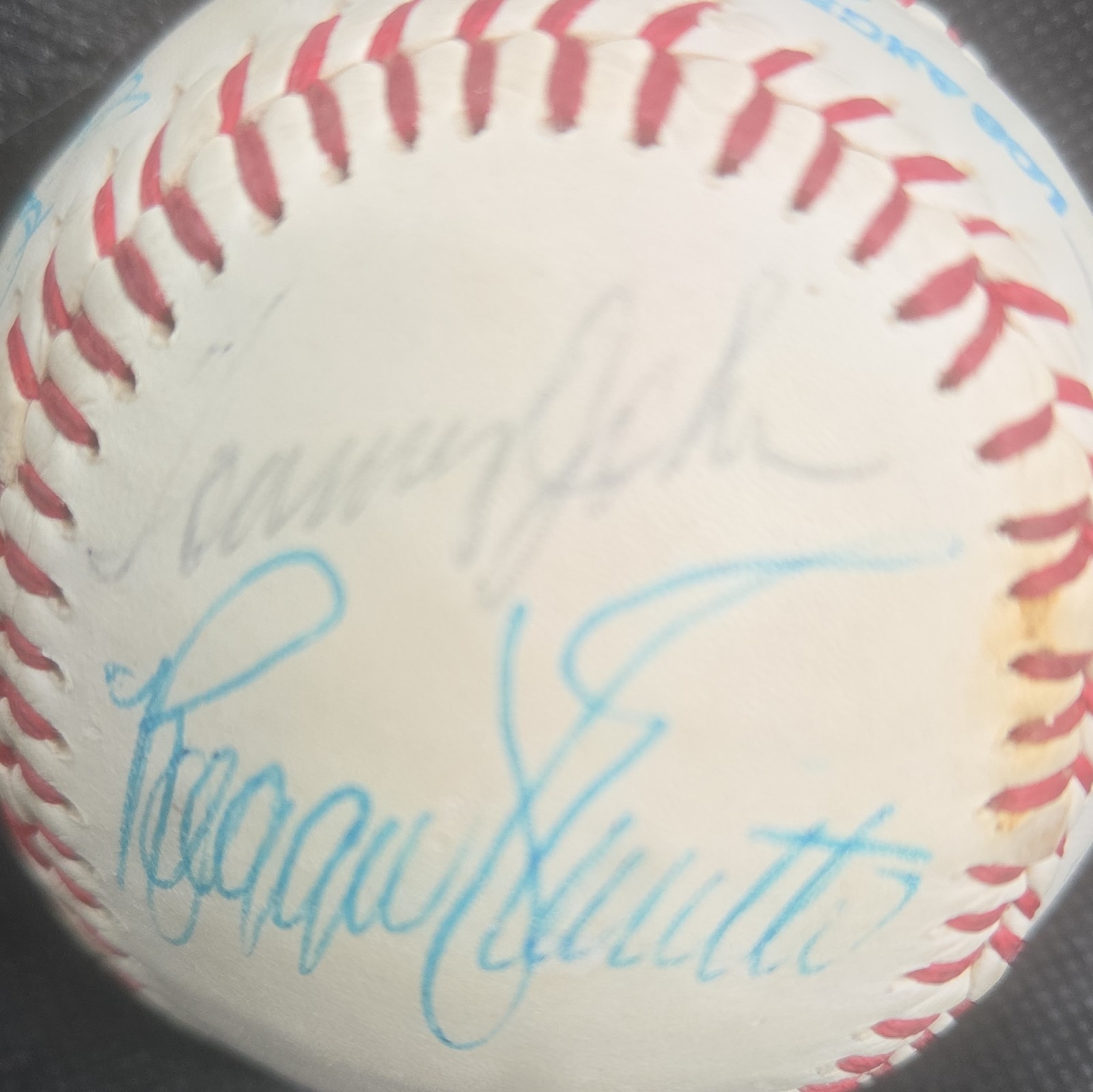Tommy John signed  baseball along with Tommy lasorda don Sutton Johnny oates