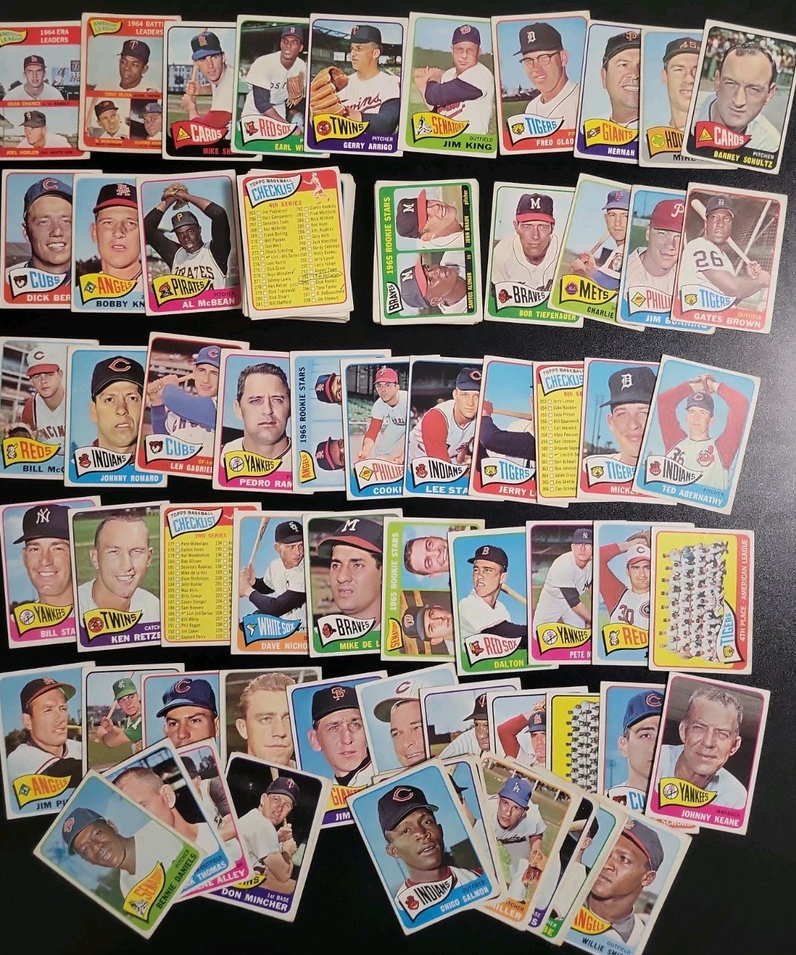 1965 Topps Baseball Lot - 120 Different Cards - W/ 1964 ERA Leaders and More