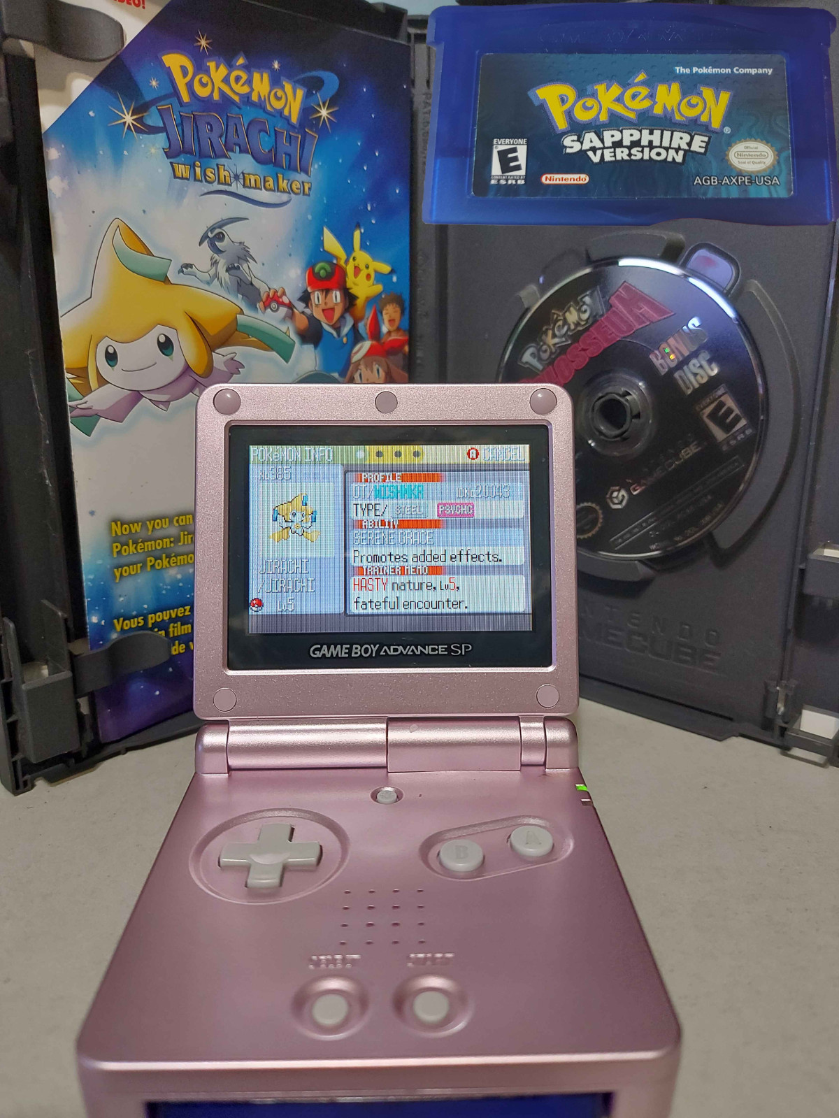 READ DESC. Pokémon Sapphire [AUT] Nintendo New BAT.  Pokémon: Colosseum Jirachi