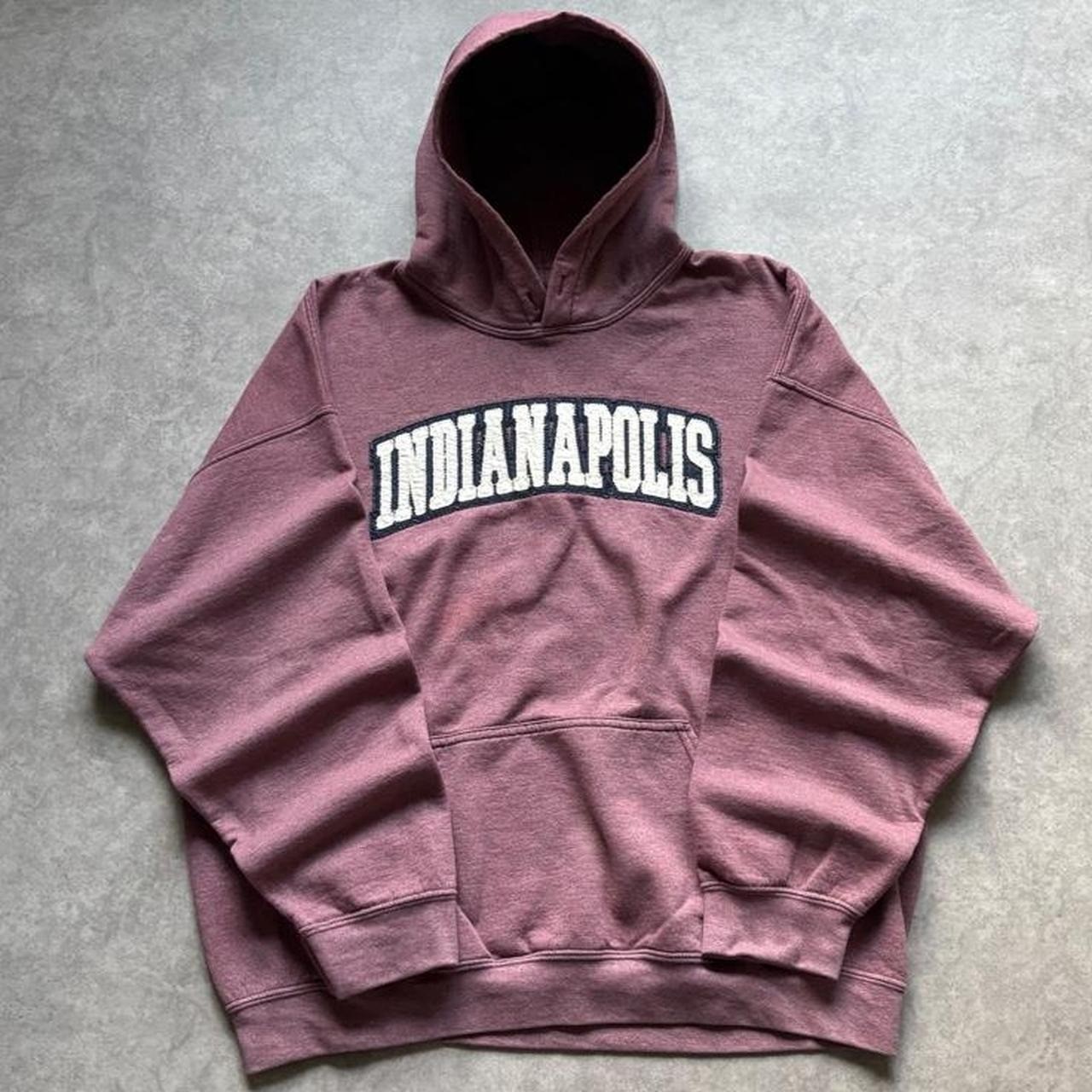 Vintage 2000s Y2K Indianapolis Spellout Hoodie Burgundy Red Mens Large