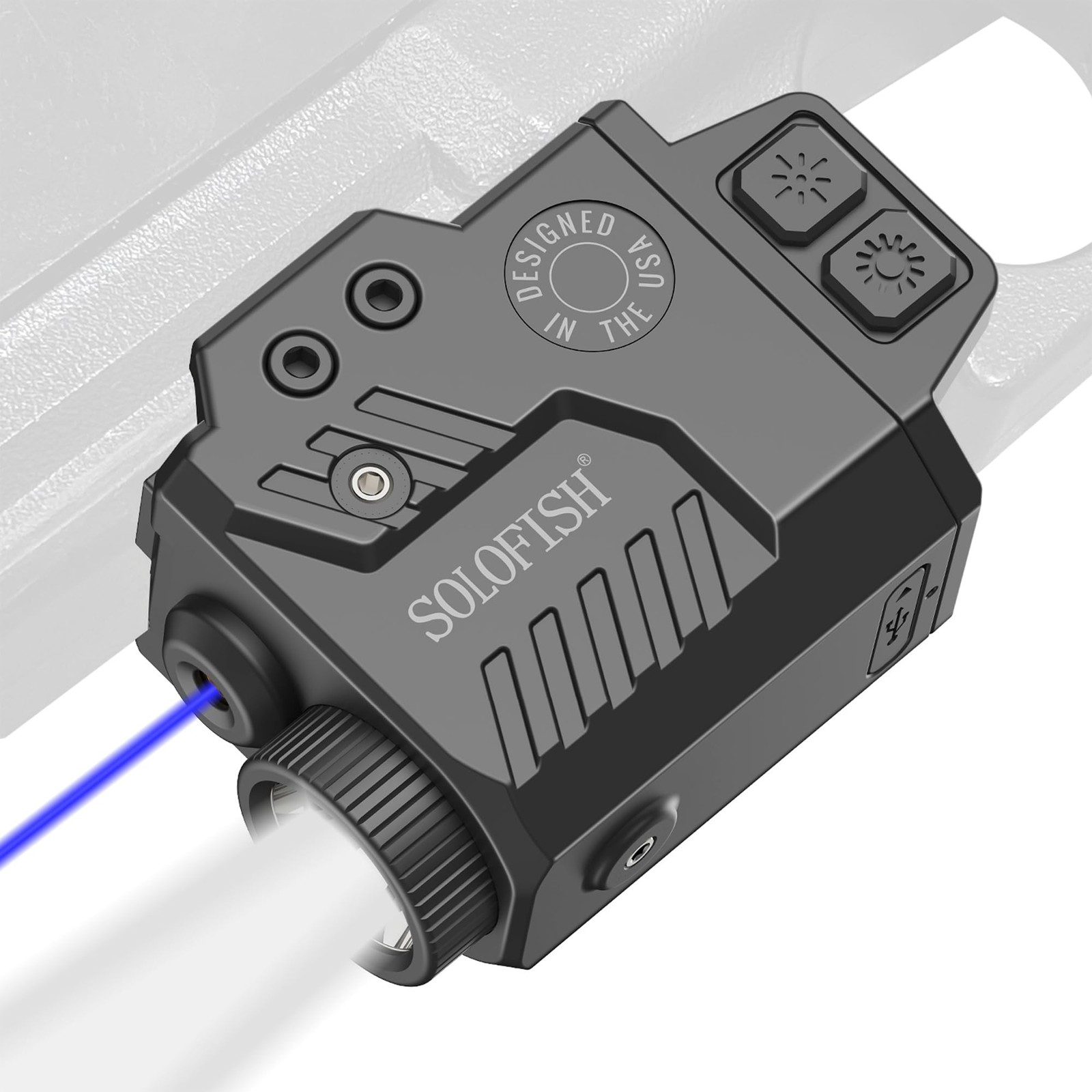 Solofish 800LM Pistol Light Laser Combo Adjustable Rail Mount LED Flashlight