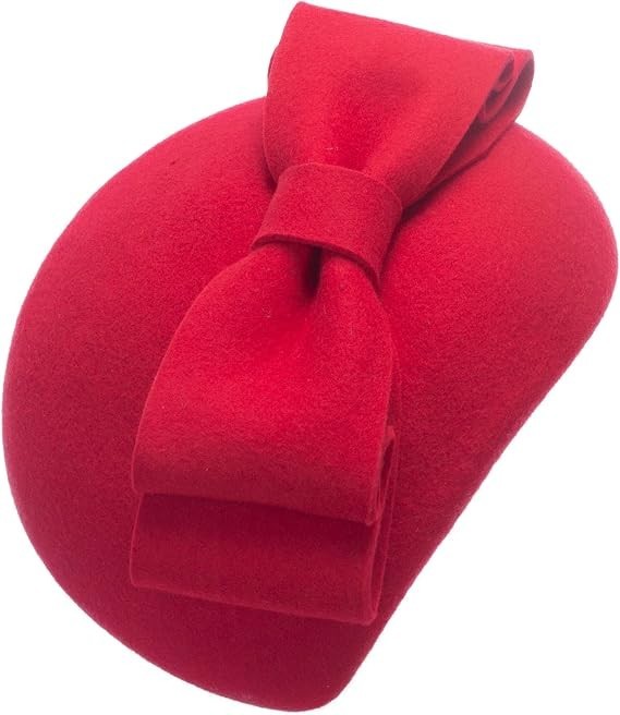 Teardrop Womens 1940s Vintage Look Wool Felt Fascinator Pillbox Hat Red