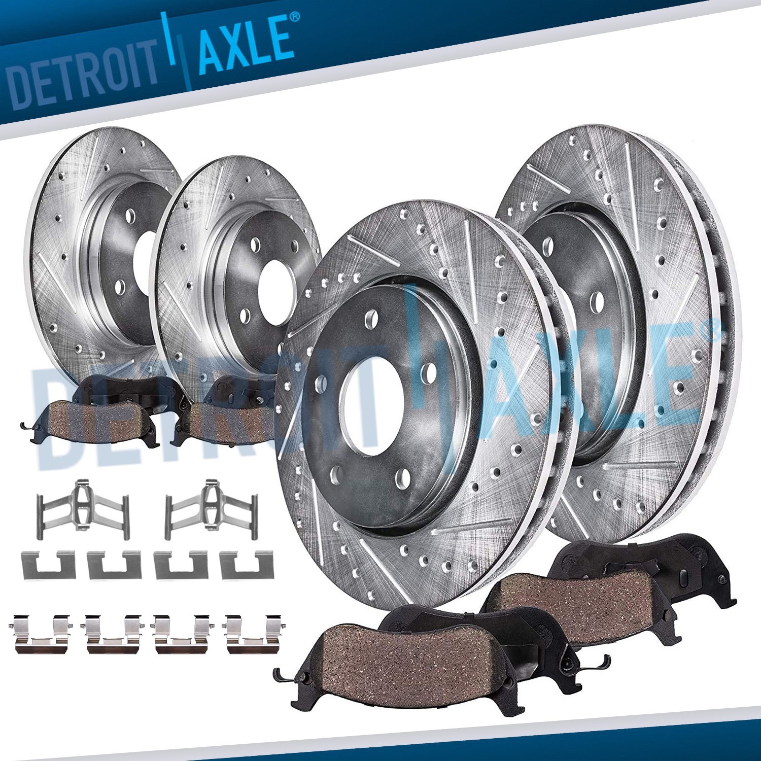 Front and Rear Drilled Rotors Ceramic Brake Pads for 2004 - 2008 Acura TL Base
