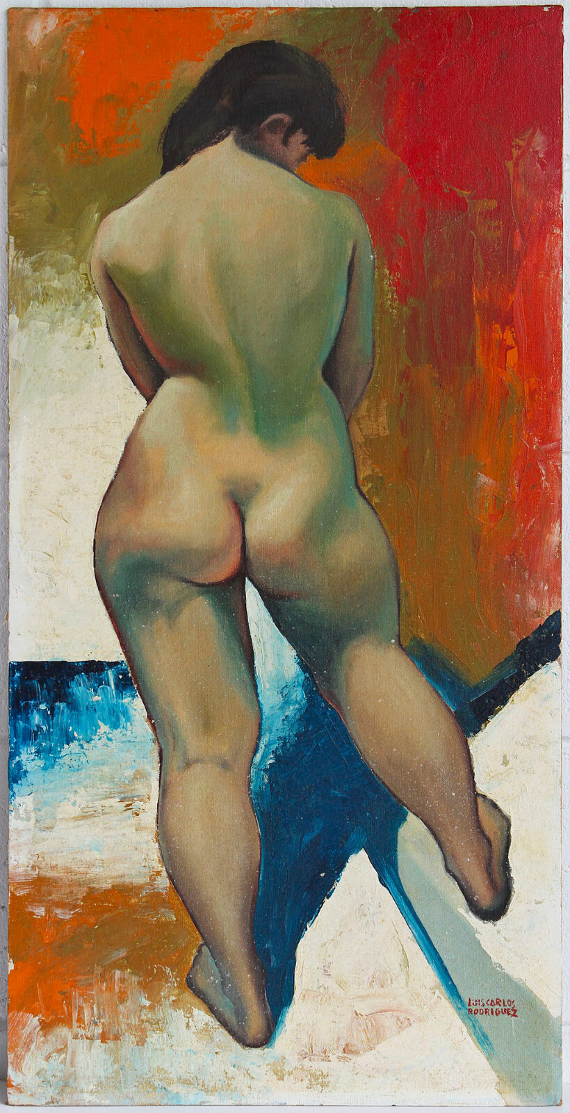 Luis Carlos Rodriguez Original Oil Nude 1968 — Botero Meets de Kooning