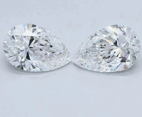 0.84 Ct TOTAL Pear Pair D Color VVS2 Clarity IGI Certified Lab Grown CVD Diamond