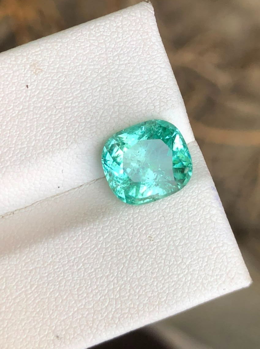 3.85ct Natural Paraiba Like Blue Green Tourmaline Cushion Cut Faceted Loose Gem