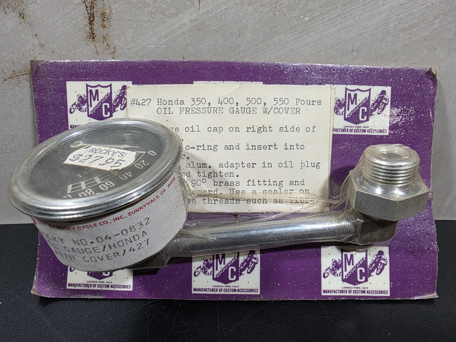 NOS Vintage Honda Mechanical Oil Pressure Gauge Kit CB 350 400 500 550 #RK-23
