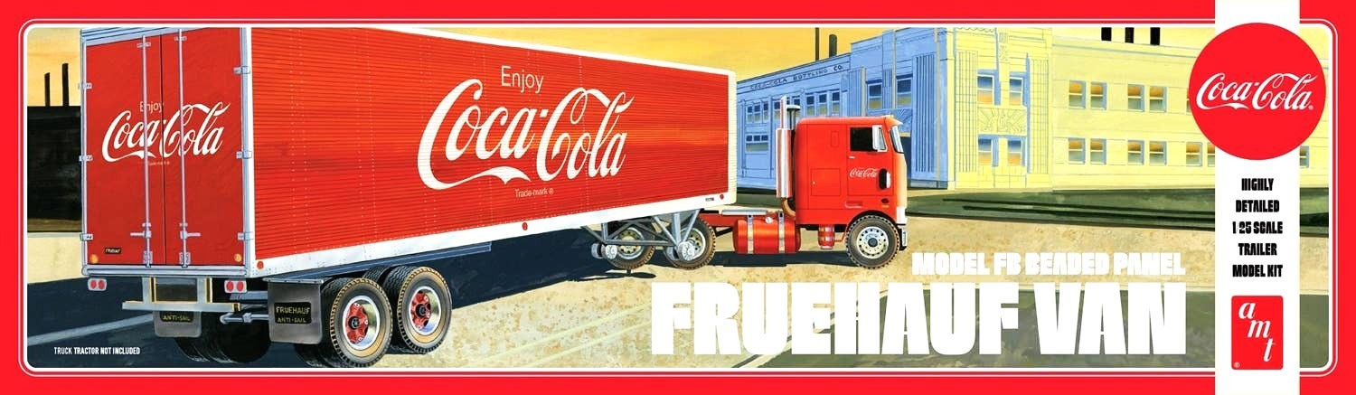 AMT 1109 Coca-Cola Fruehauf Beaded Van Trailer 1/25 Model Kit New Factory Sealed