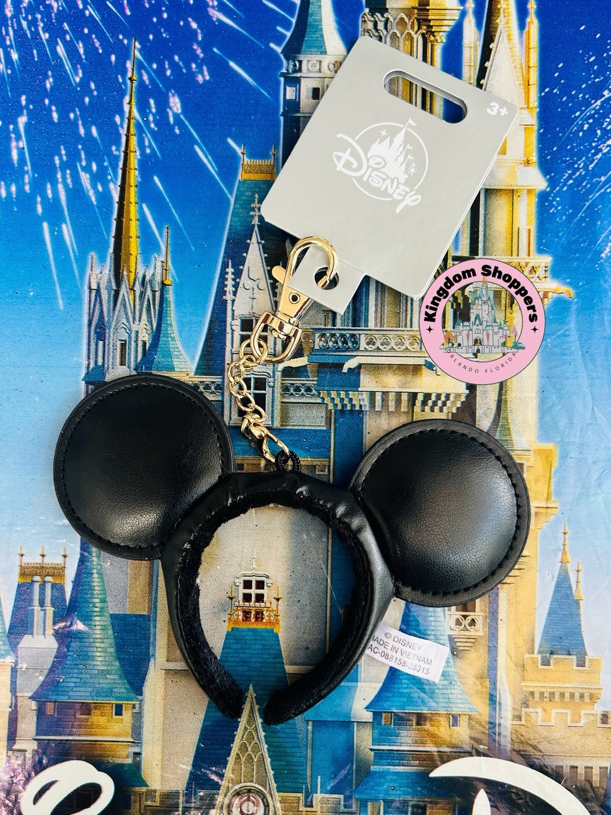 2026 Disney Parks Mickey Mouse Headband Ears Black Bag Clip Charm Keychain New