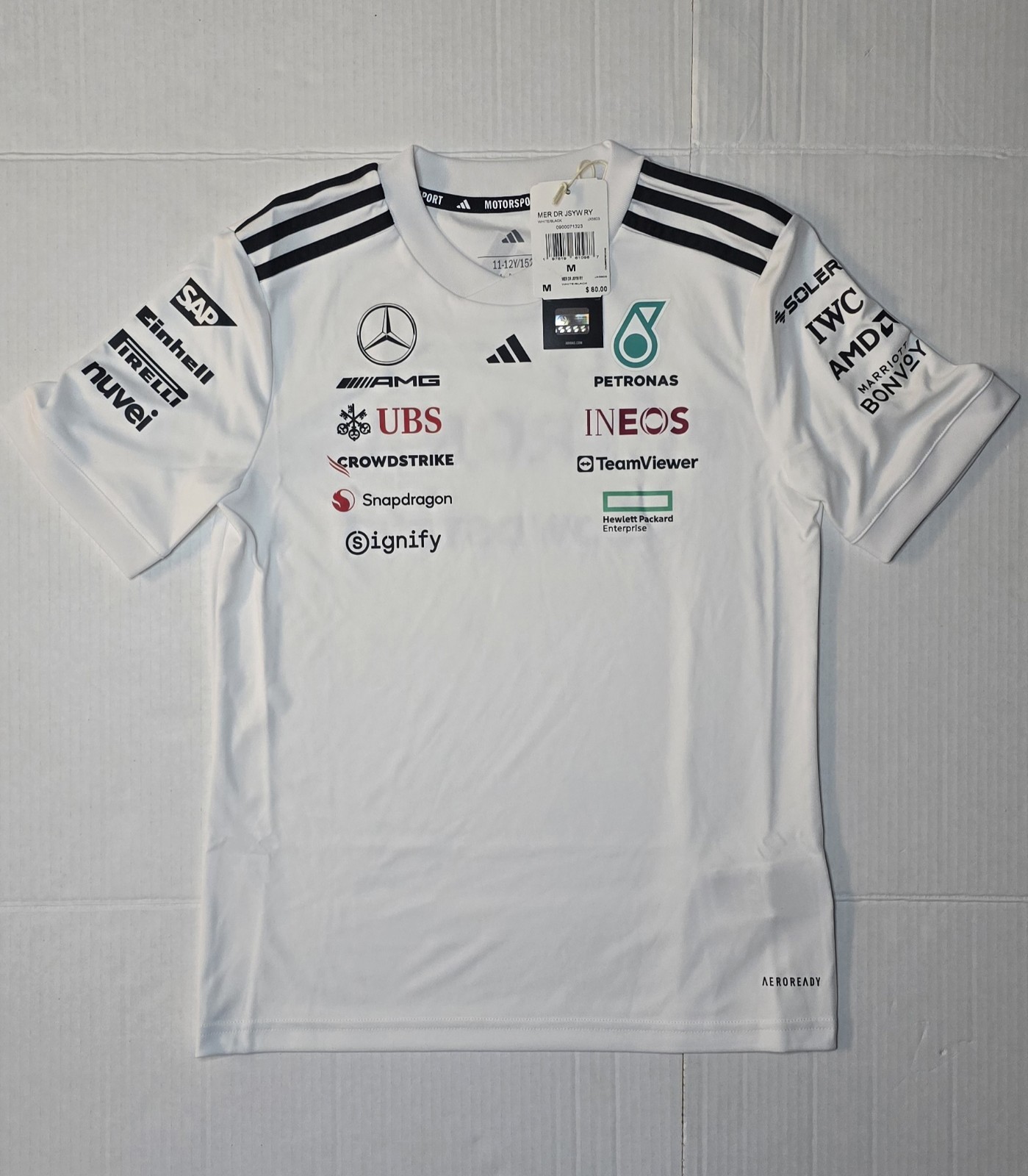 Adidas Mercedes-AMG Petronas 2025 Kid\'s Team Driver Tee Size (M) 11-12Y 