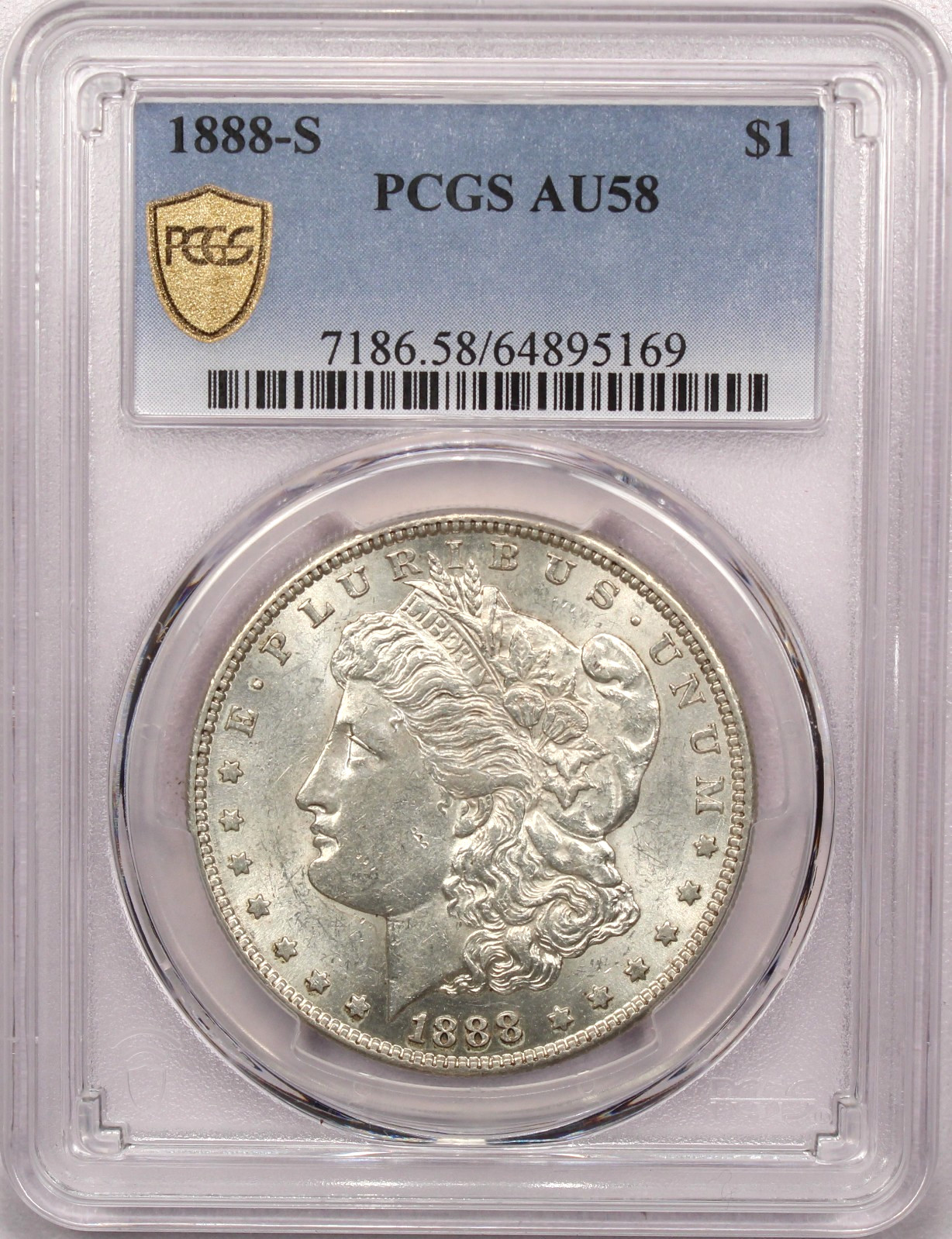 1888-S Morgan Silver Dollar $1, PCGS AU58, About Uncirculated