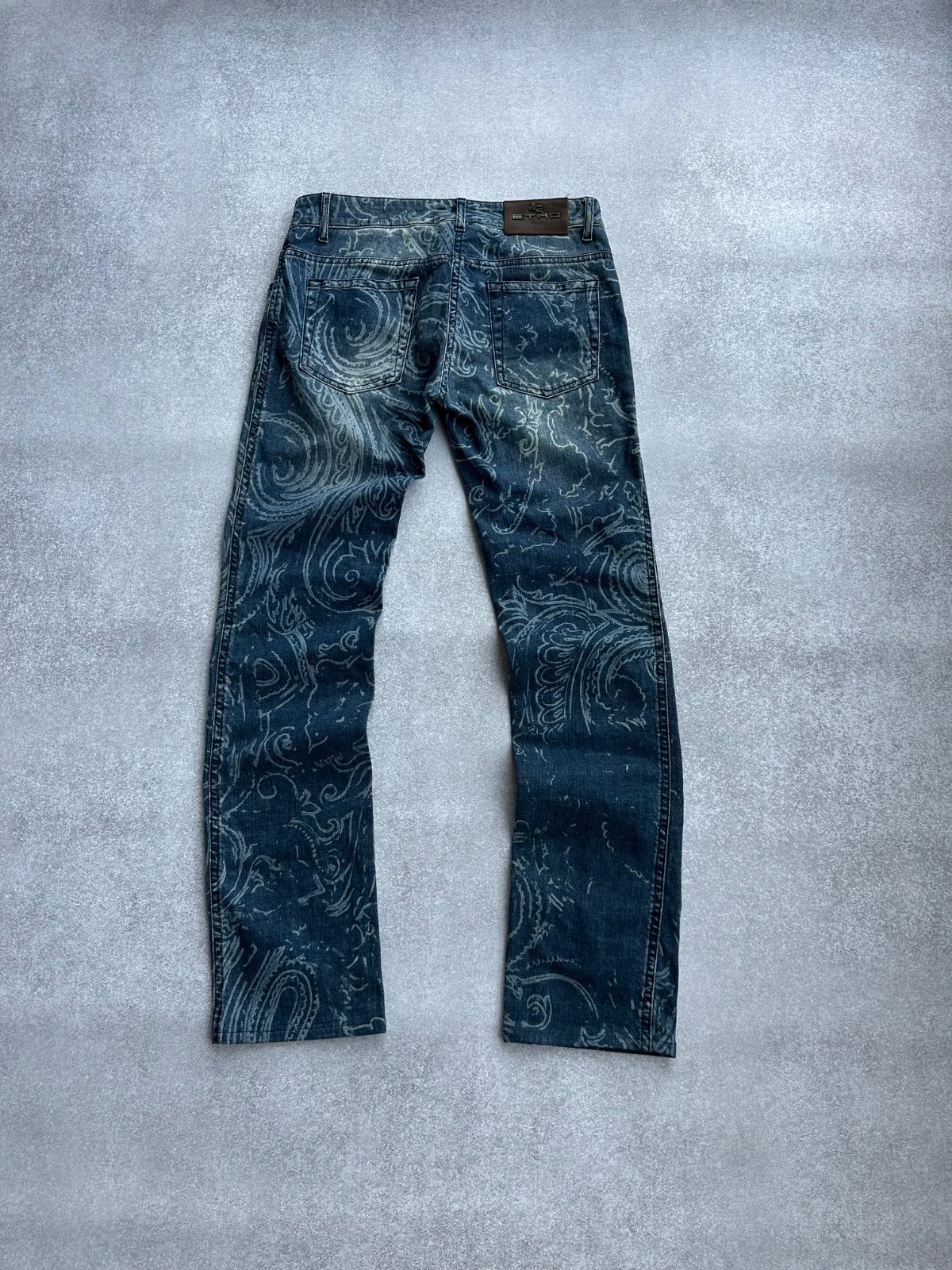 Etro Milano Woman Paisley Floral Overprinted Jeans Sz M