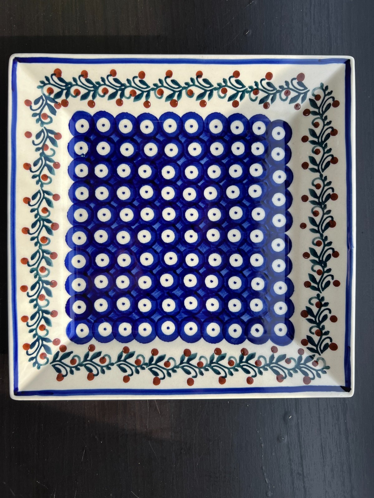 BOLESLAWIEC POLISH POTTERY 9 in. Square Tray Handpainted BOLESLAWIEC POLISH POTTERY 9 in. Square Tray Handpainted