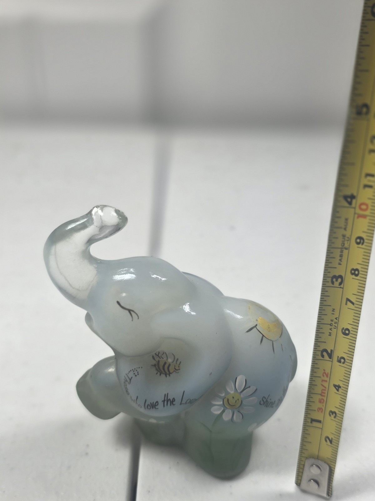 Fenton 5136 Glass Elephant Those Who Love The Lord Hand Painted Signed USA