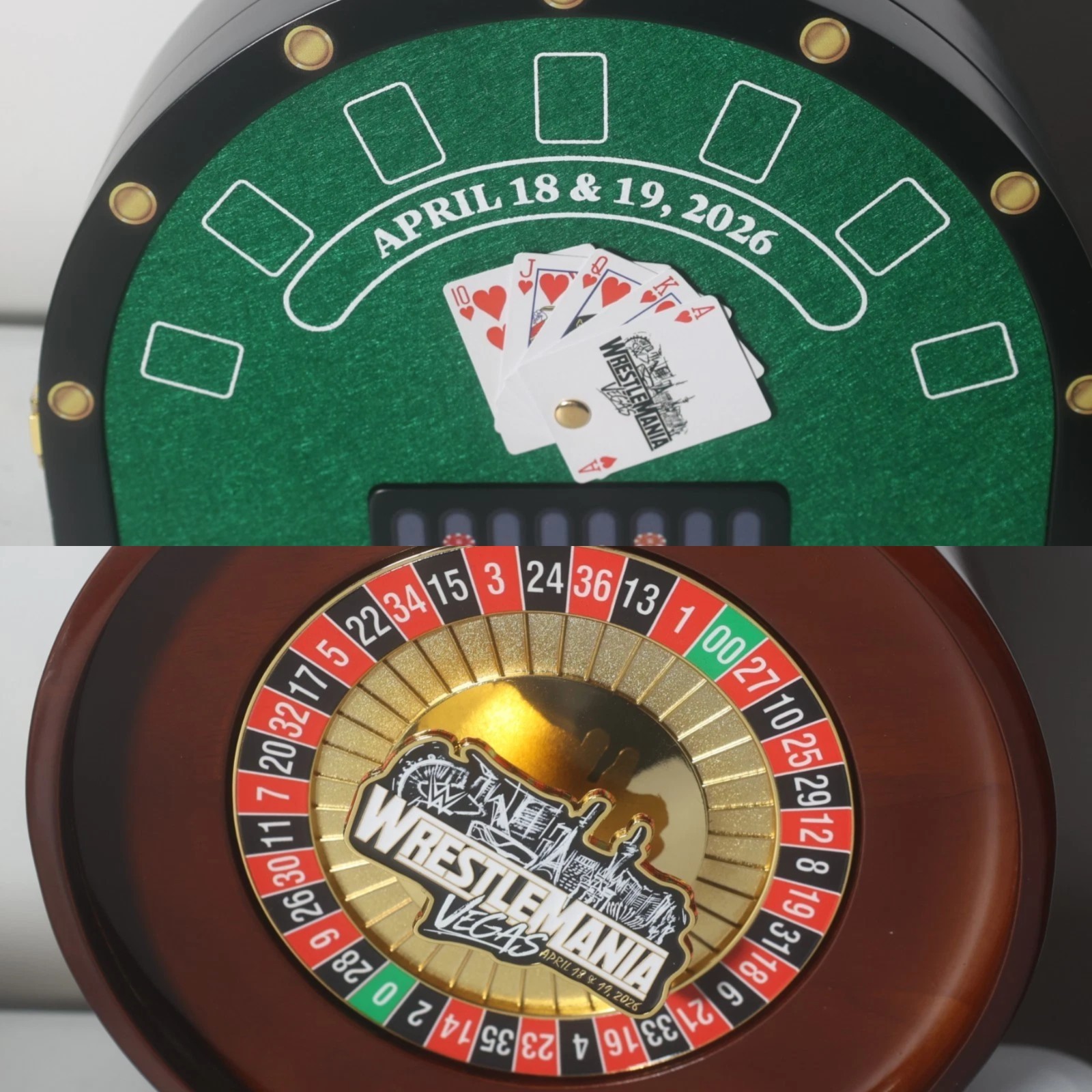 Lot of 2: WWE Wrestlemania 42 Roullete + Poker Mini Belt Limited Edition
