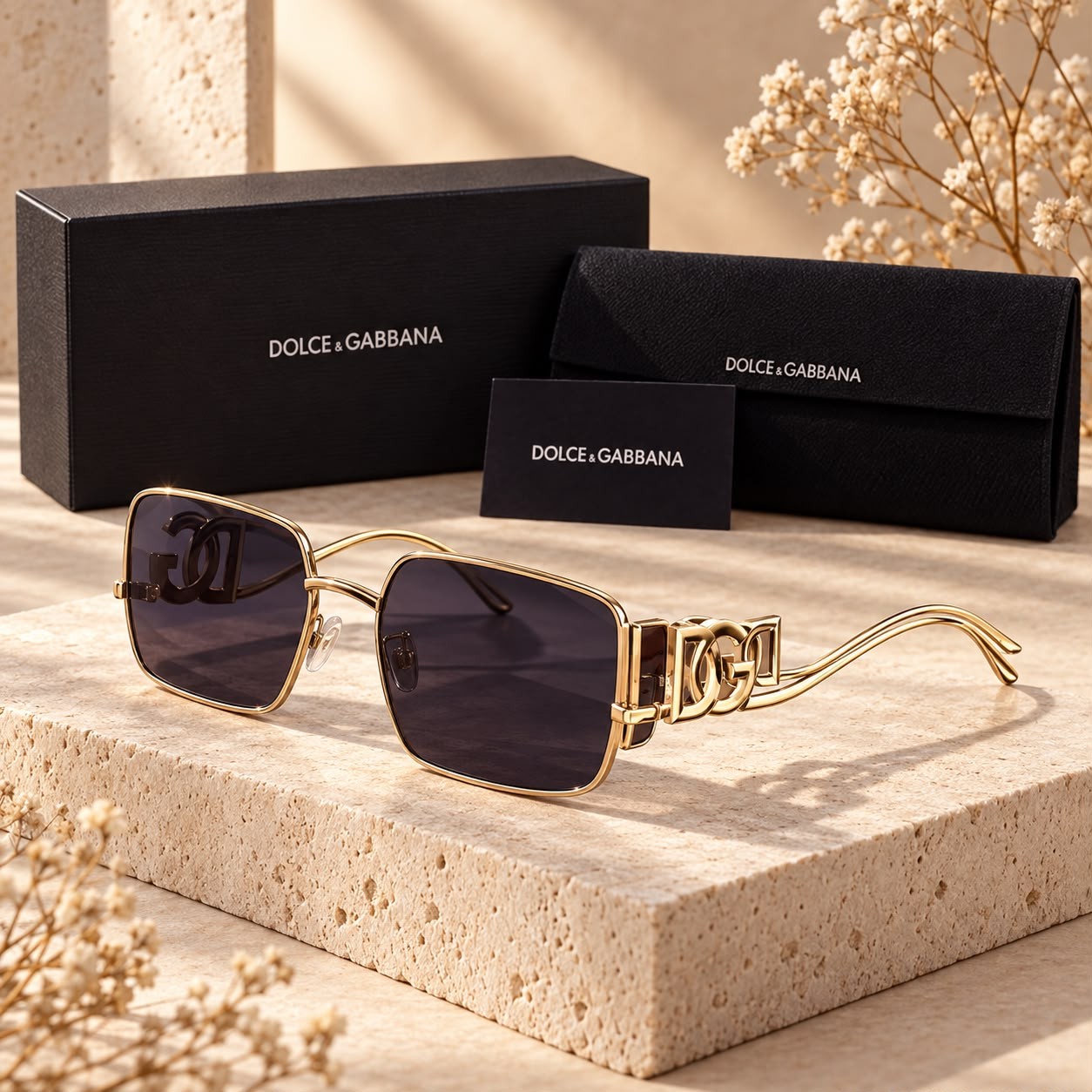 Dolce & Gabbana Gold Metal Sunglasses Dark Lenses Designer Eyewear Dolce & Gabbana Gold Metal Sunglasses Dark Lenses Designer Eyewear
