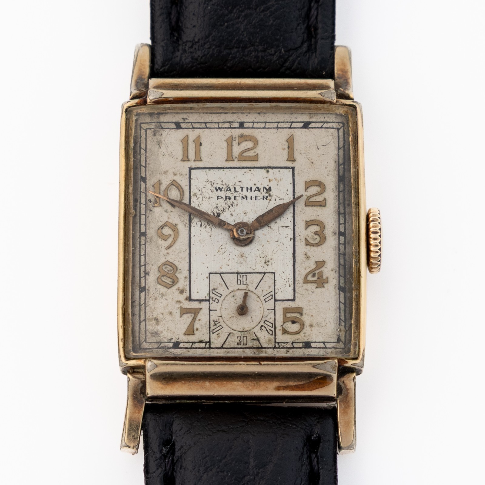 Vintage 1940s Waltham Premier 750 17J Art Deco Tank Watch 10K Gold Filled Case