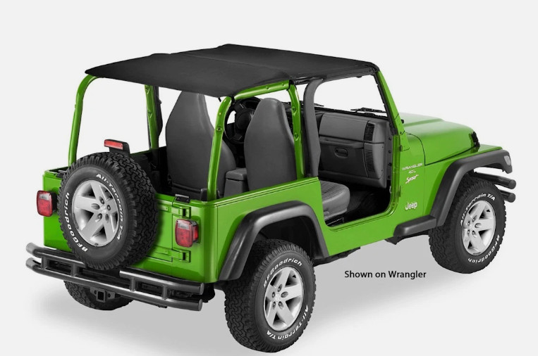 Bestop 52544-35 Header Safari Extended Bikini Top Black for 04-06 Wrangler LJ