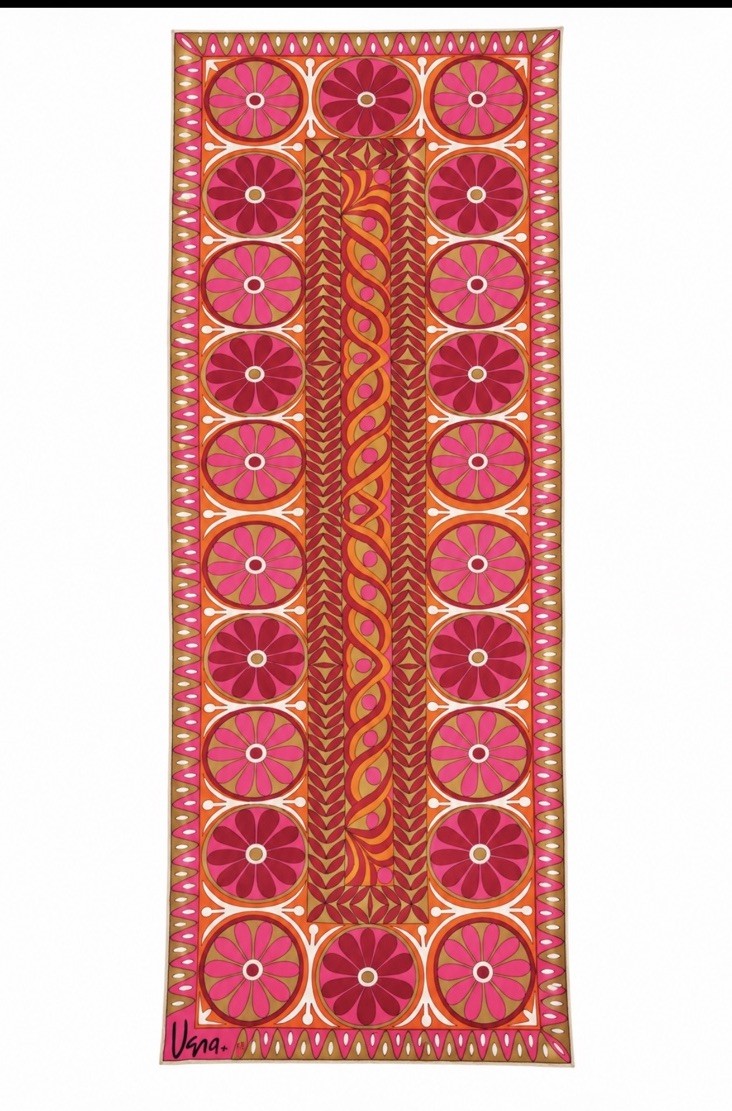 Vintage VERA Neumann Scarf Pink Silk Mod Geometric Italy 60's Vibrant