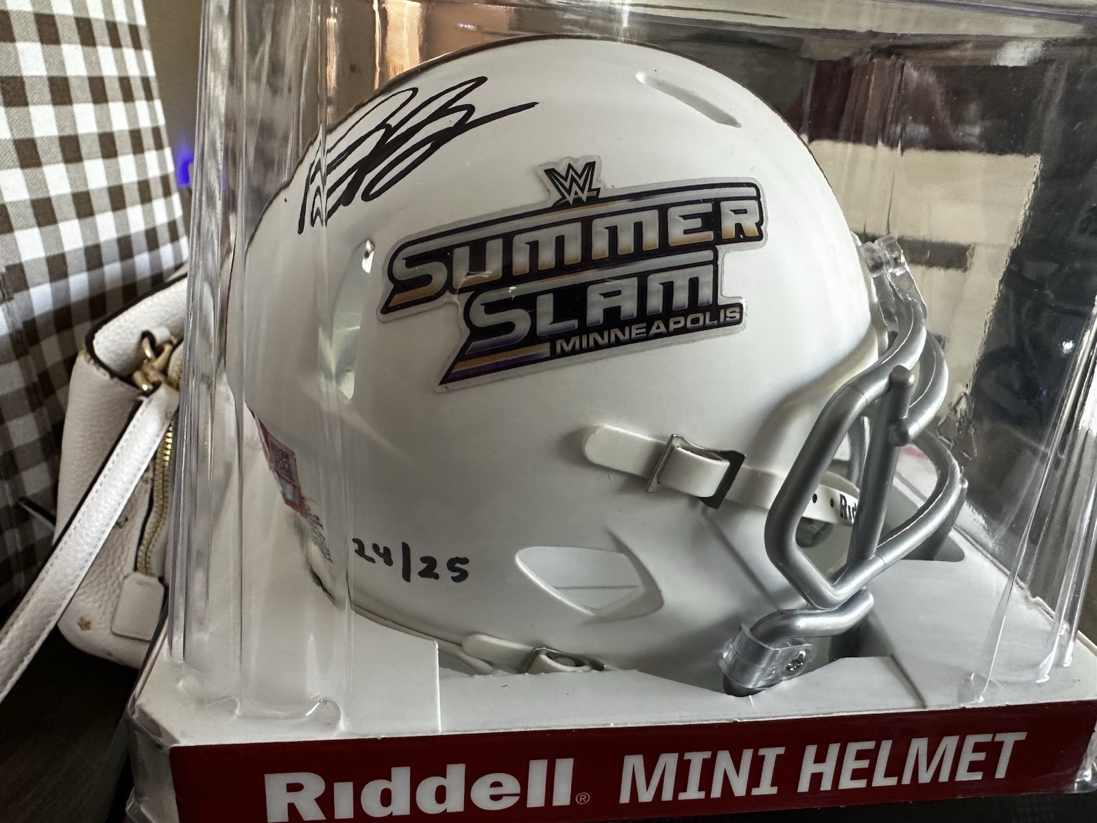 Fanatics 2026 Under Wrap Summer Slam Mini Helmet Signed By Bron Breaker /25