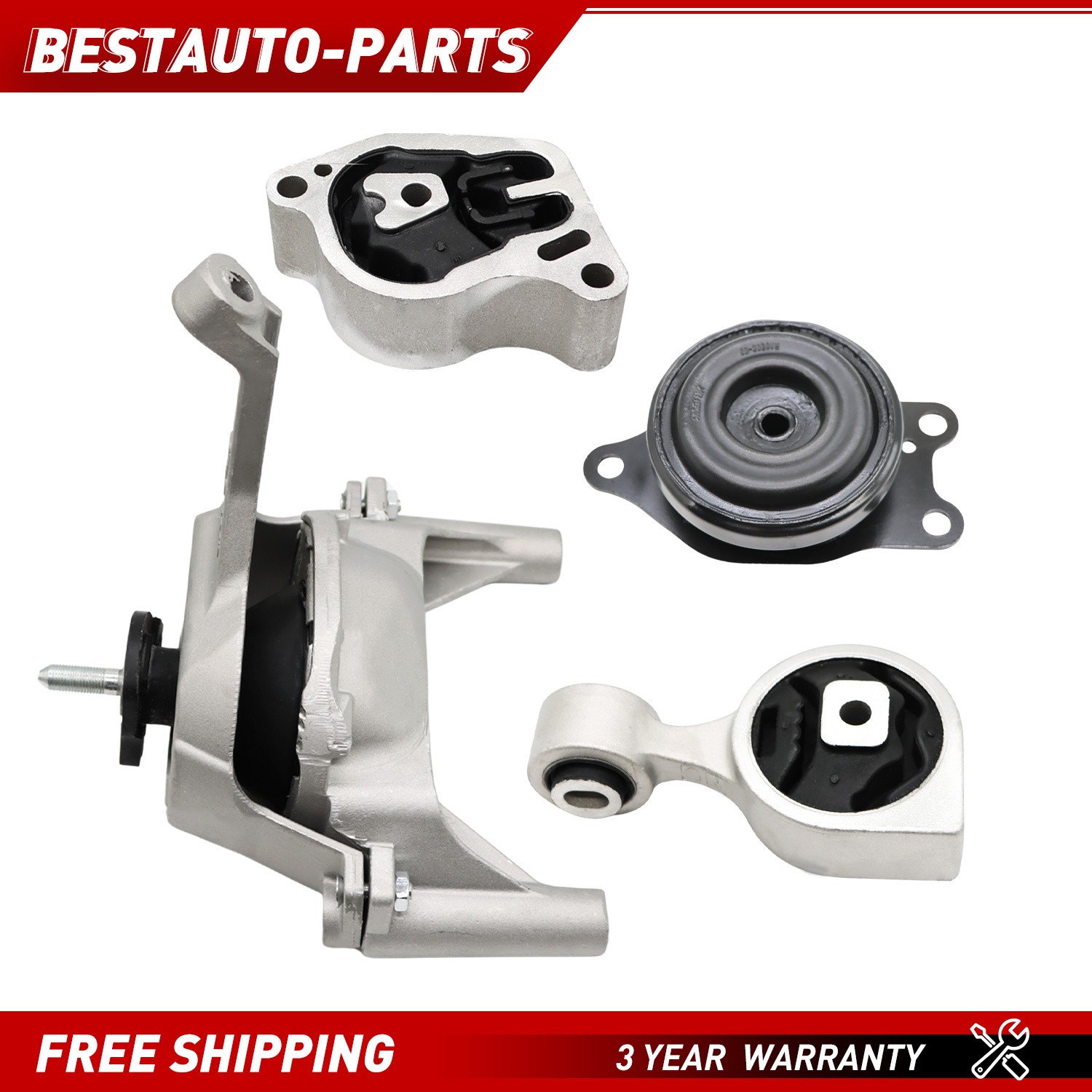 4pc Motor Mount Kit for 2007-2016 Nissan Altima 2.5L 4-cylinder AT Auto CVT